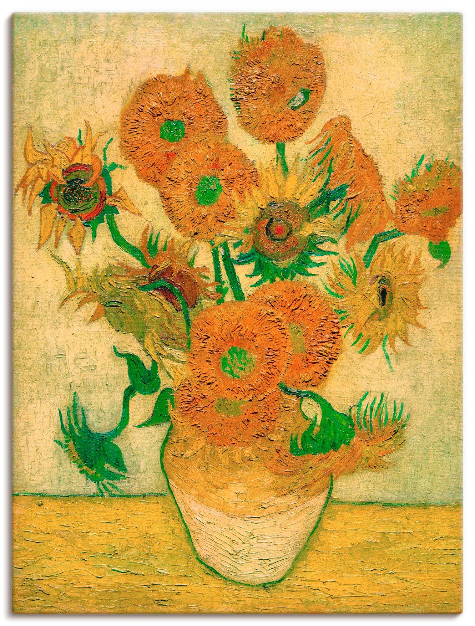 Artland Artprint op linnen Zonnebloemen gespannen op een spieraam foto schilderijen geel