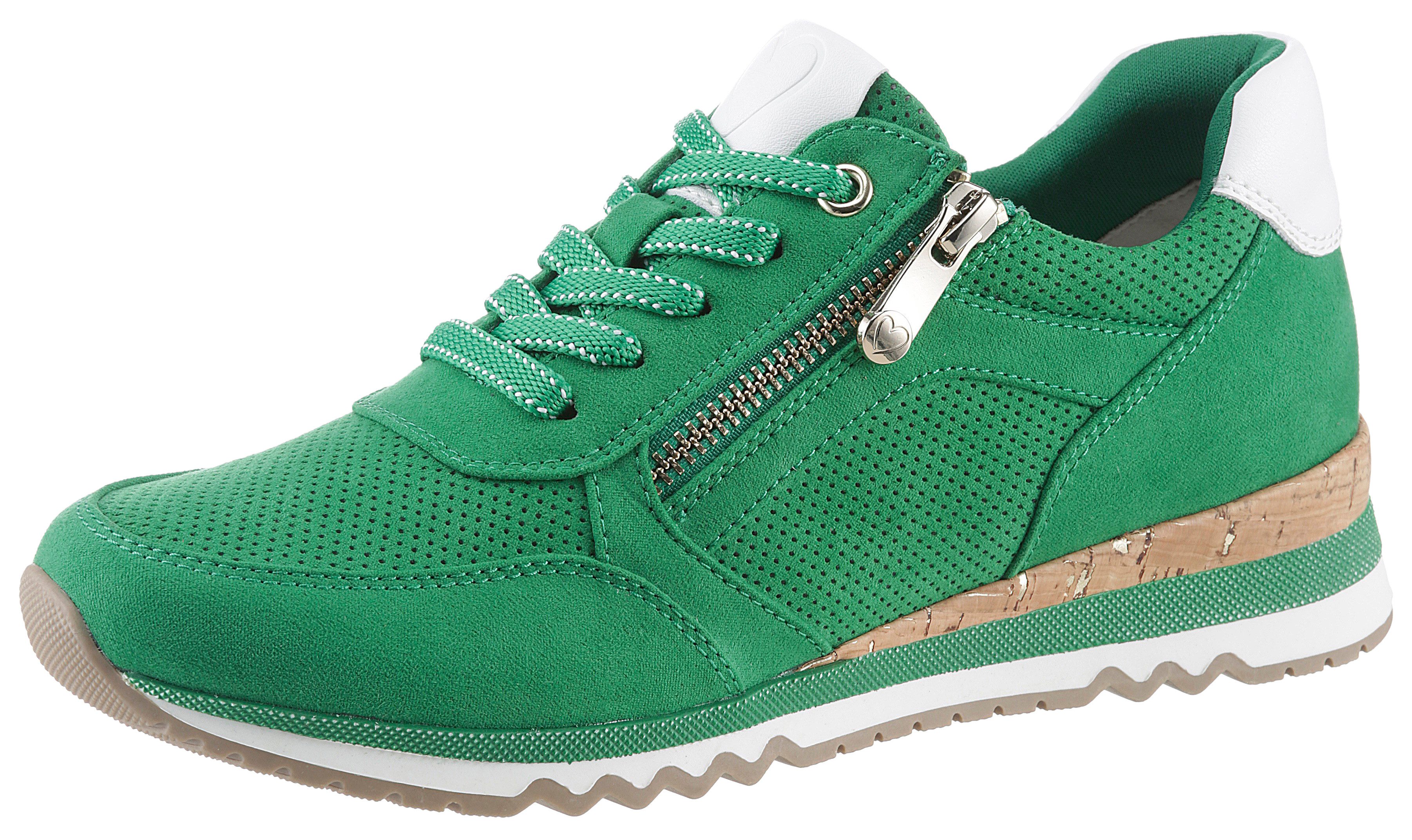 Marco Tozzi Sneakers met sleehak vrijetijdsschoen, lage schoen, veterschoen in vegan uitvoering