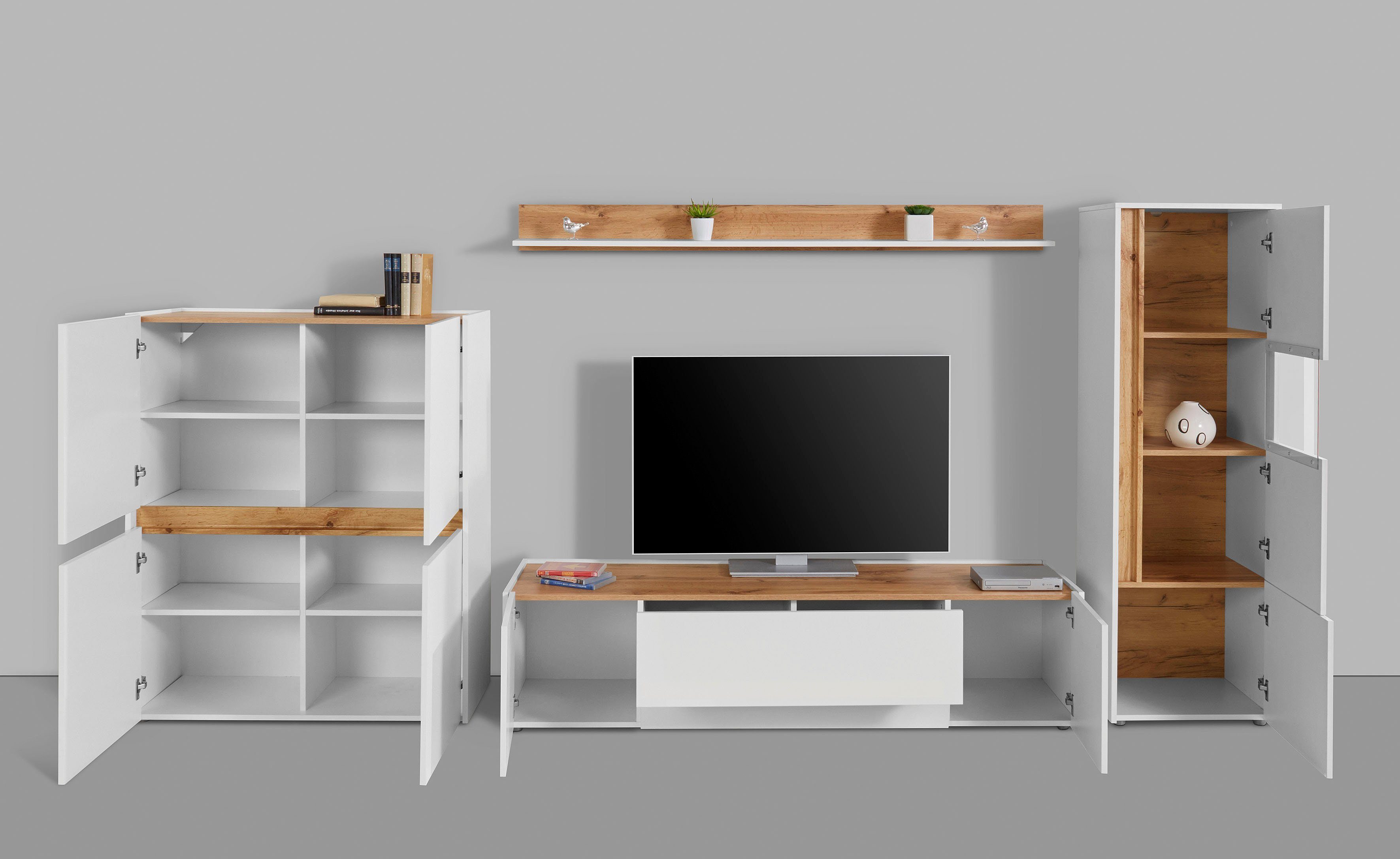 INOSIGN Wandmeubel GIRON (set, 4-delig), breedte ca. 350 cm, moderne woonkamer-set in 2 kleuren