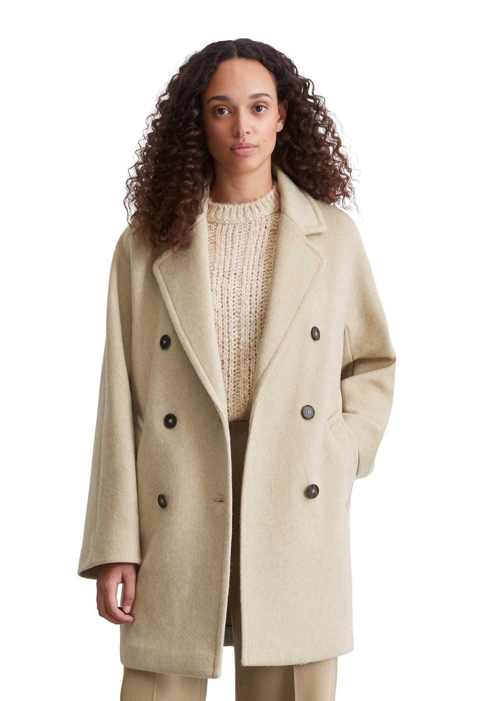 Marc O'Polo Caban Casual dubbelknopssluiting met afgeronde revers, knopen in hoornlook