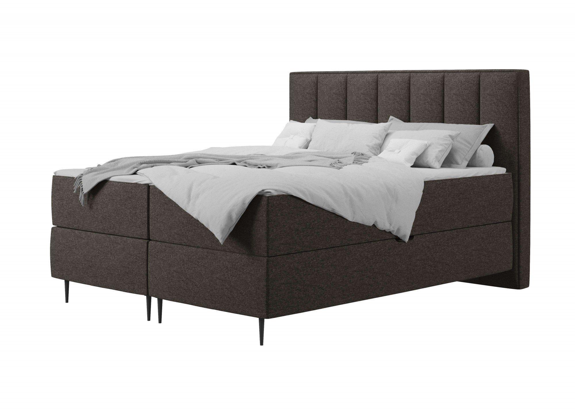 Places of Style Boxspring Rita met pocketveringsmatras en bedkist boxsprings bruin