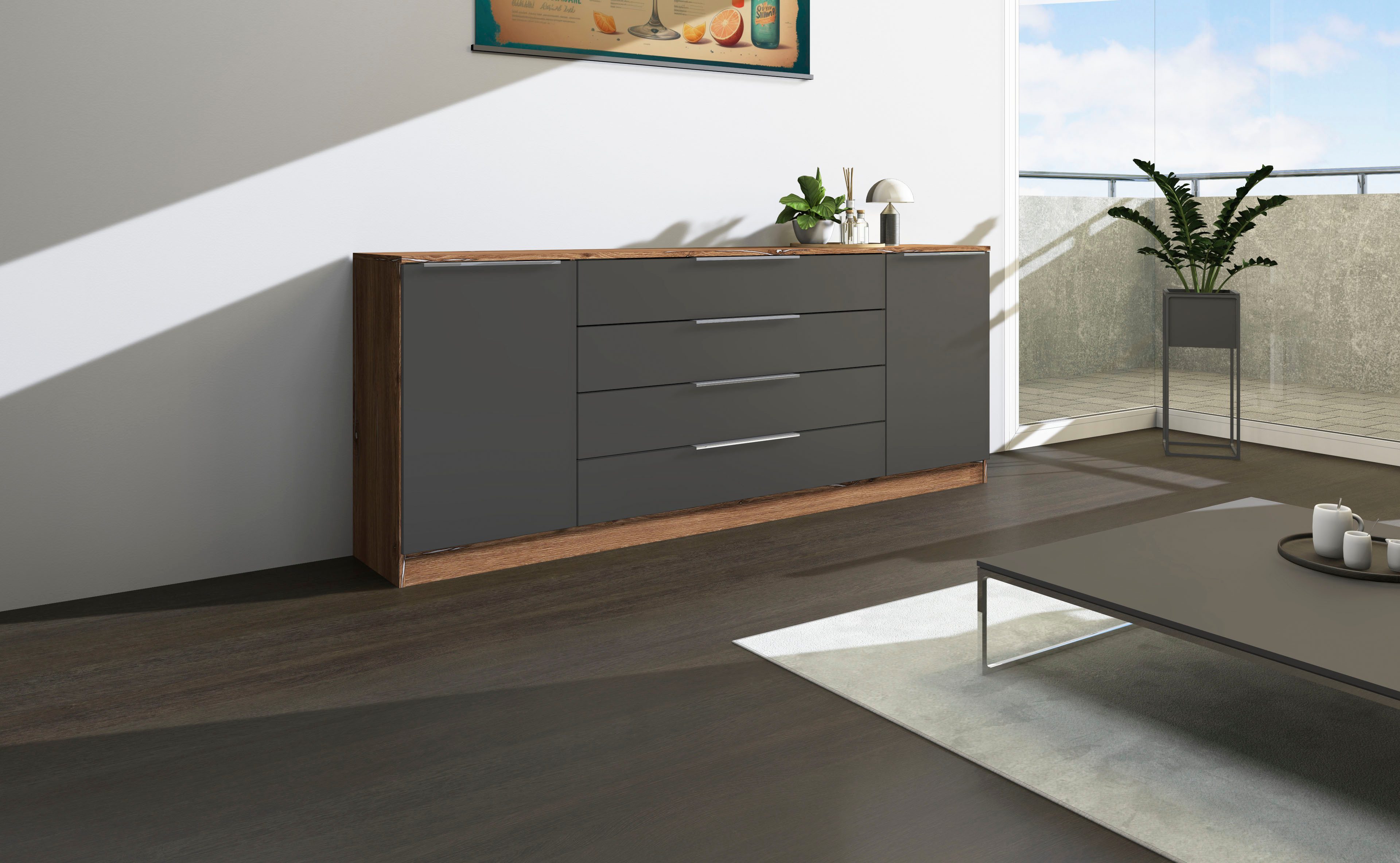 borchardt Möbel Kast Oliva Breedte 200 cm, met 4 lades