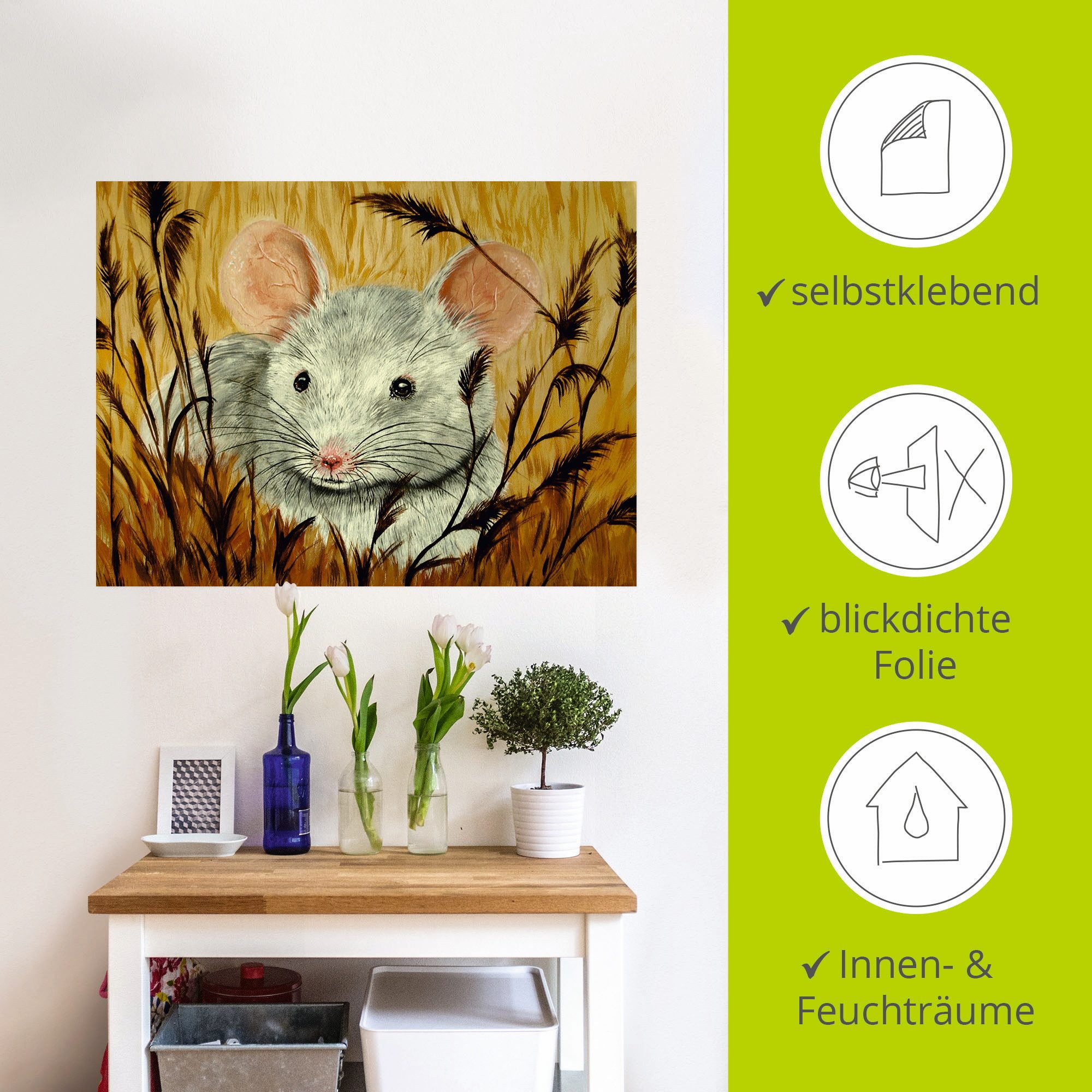 Artland Artprint Muis als artprint van aluminium, artprint op linnen, muursticker of poster in verschillende maten