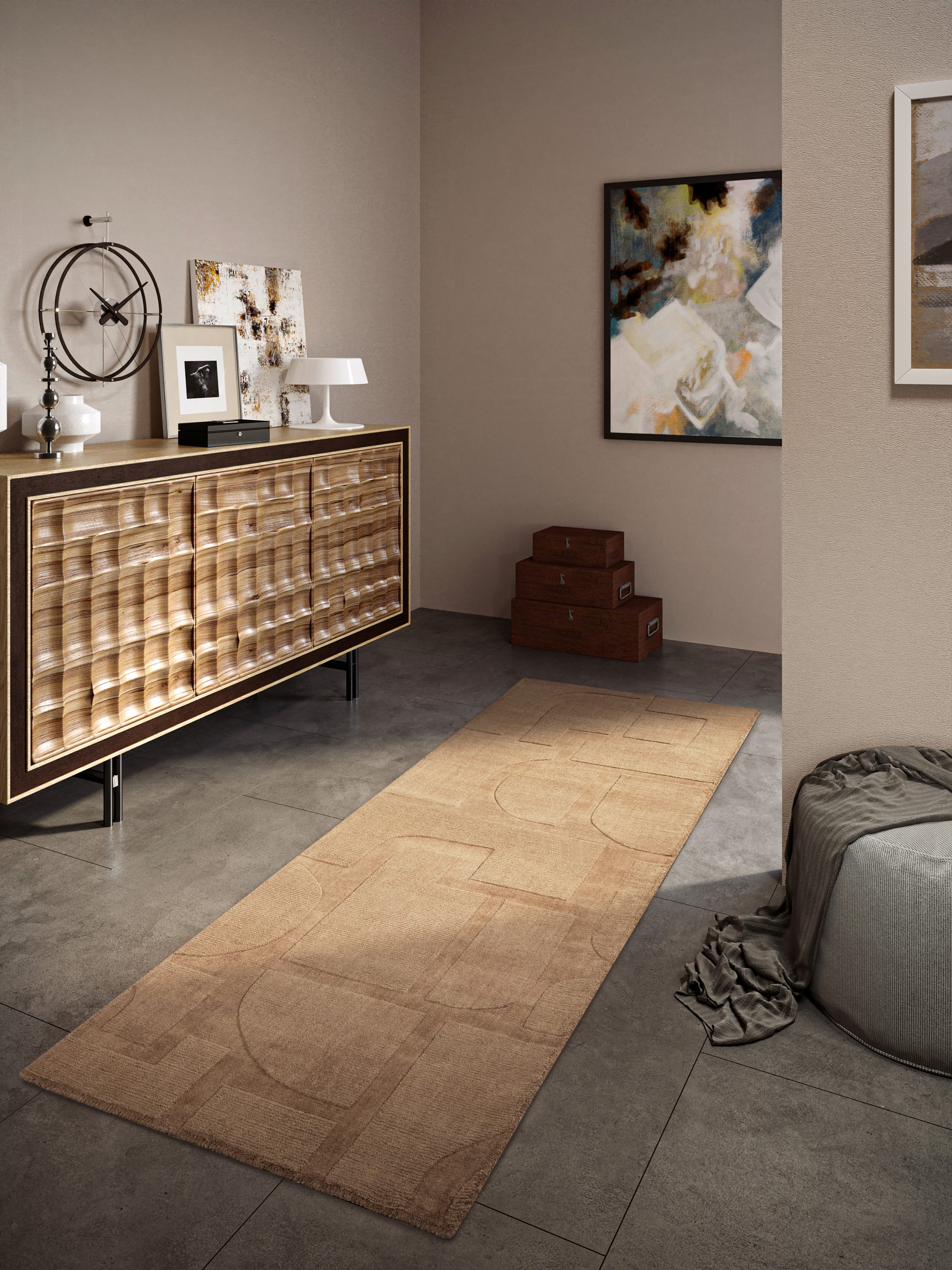 Villeroy & Boch Wollen kleed Alexis Handgeweven, wol, natuur, woonkamer, geometrie, boho, design