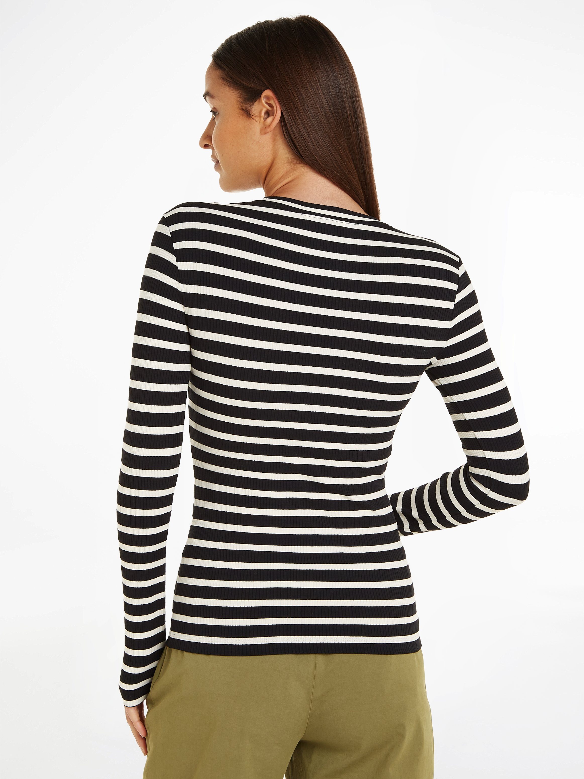 Tommy Hilfiger Shirt met lange mouwen SLIM 5X2 RIB STRIPE C-NK LS