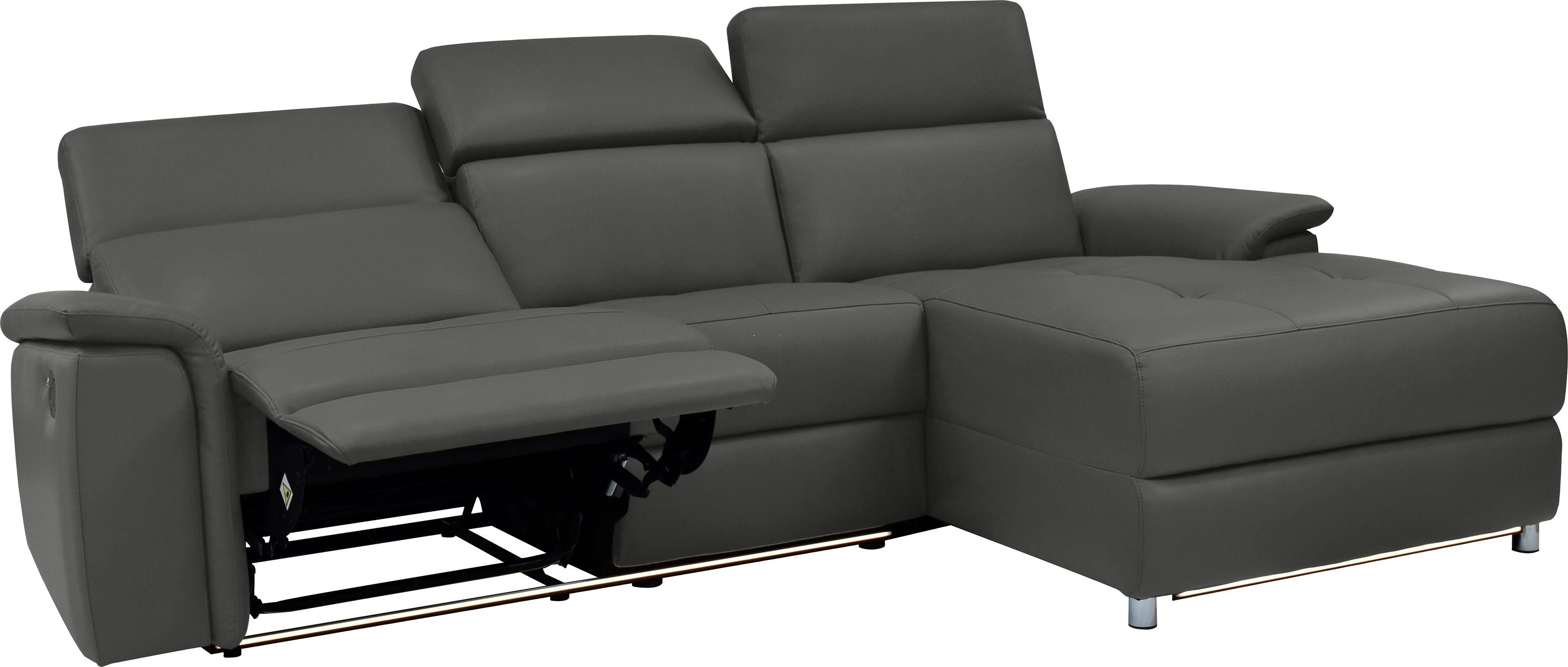 Places of Style Hoekbank Pareli, L-model, 259 cm, met récamier, echt leer, imitatieleer, weefstof