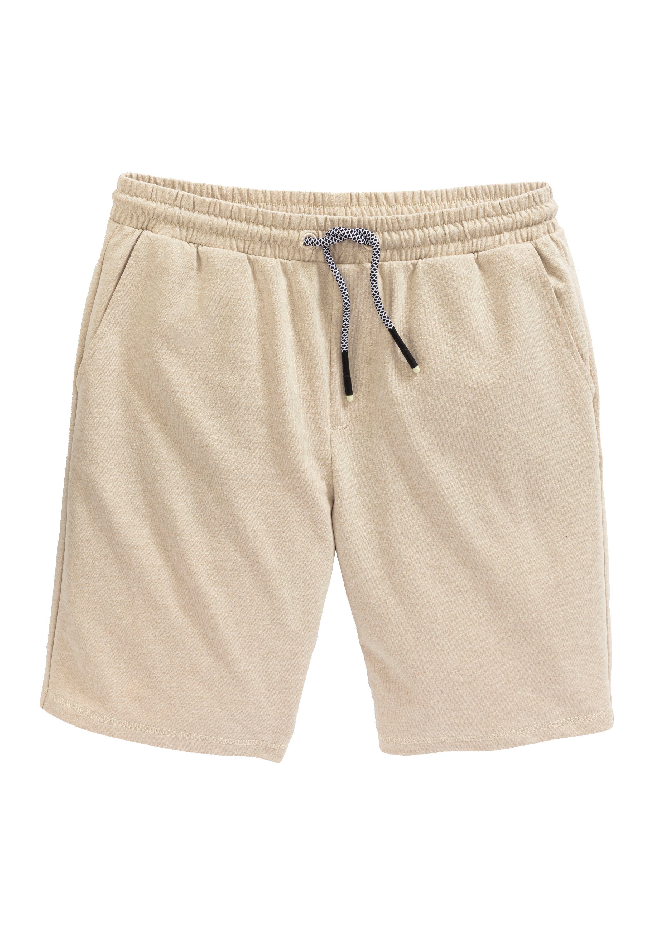 John Devin Sweatshort Wijd model in melange-look van katoenmix