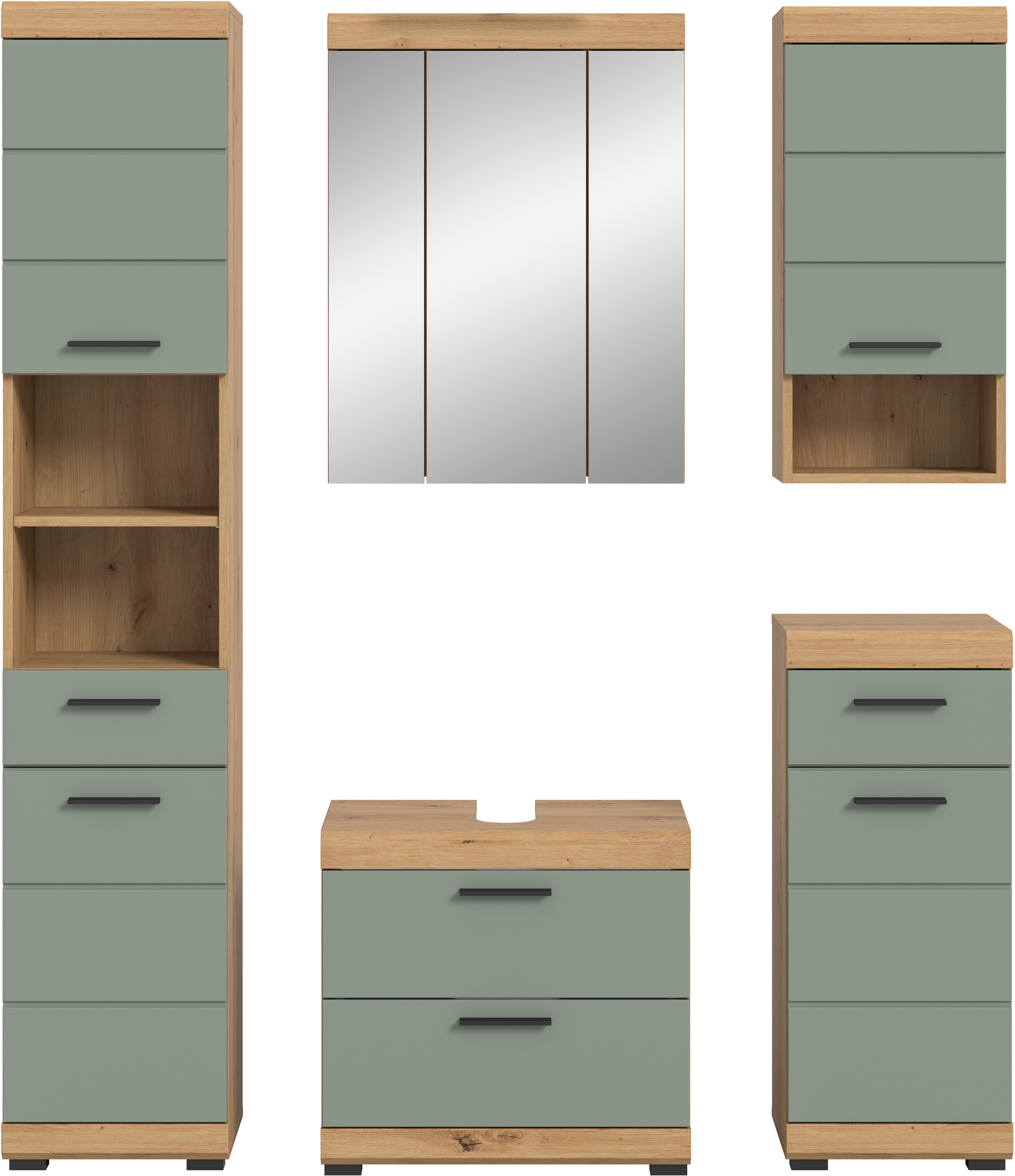 INOSIGN Badkamerserie Siena, 5-delig, bestaande uit: Hoge kast, WBU, spiegelkast, onderkast, hangkast (set, 5-delig)