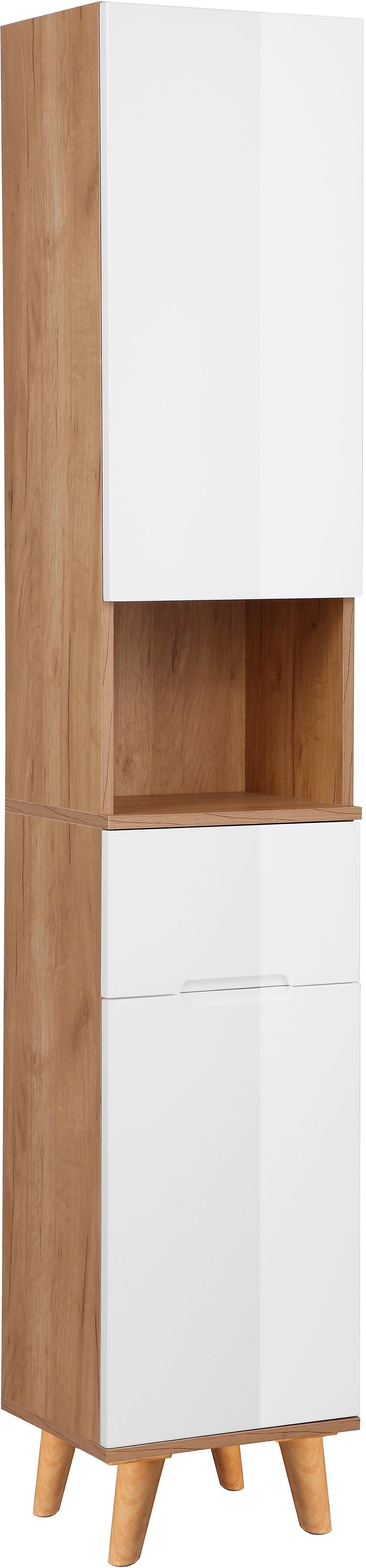 welltime Hoge kast Lund badkamerkast Scandinavisch design met veel bergruimte