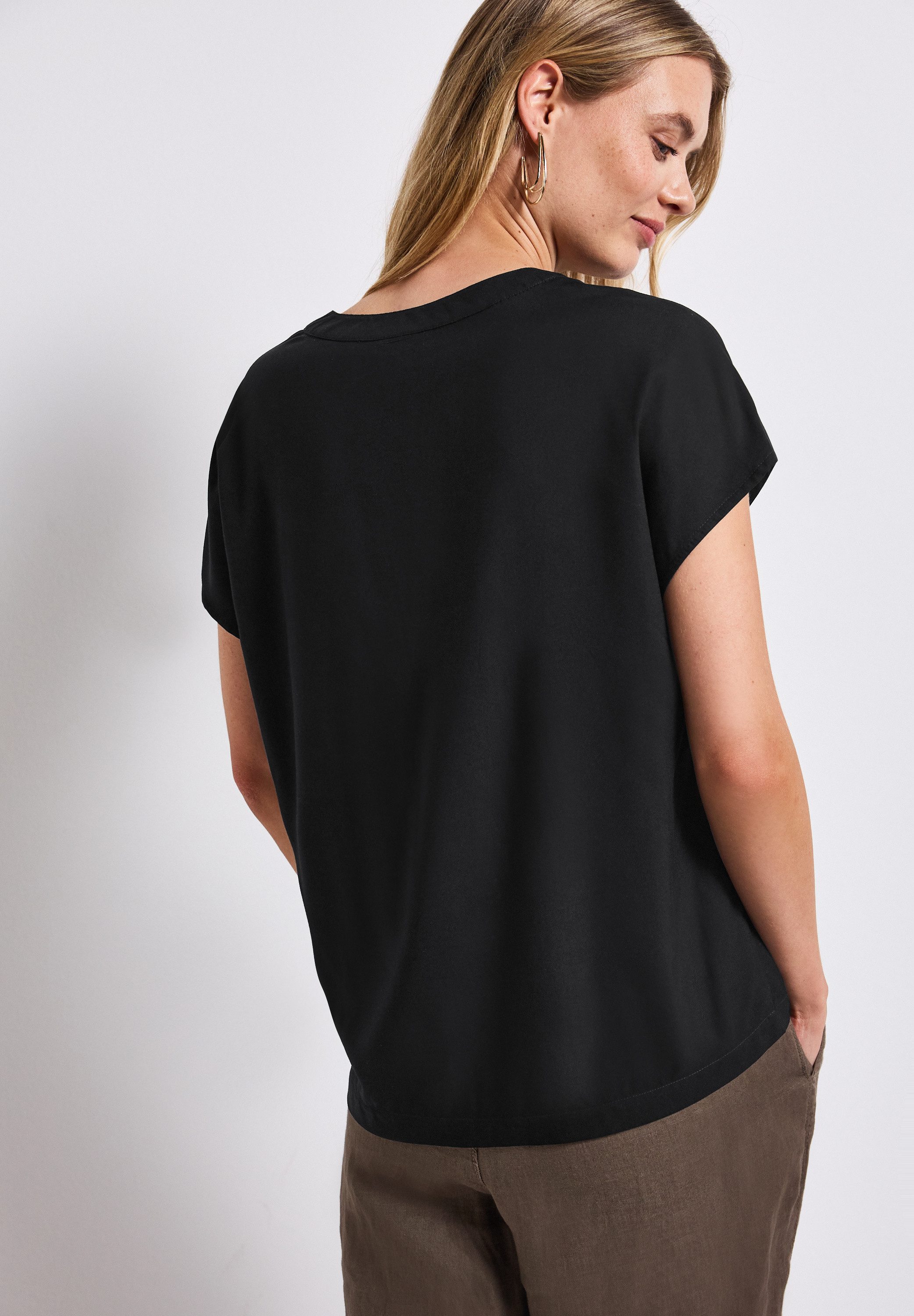 STREET ONE Blouse met korte mouwen Hals met split