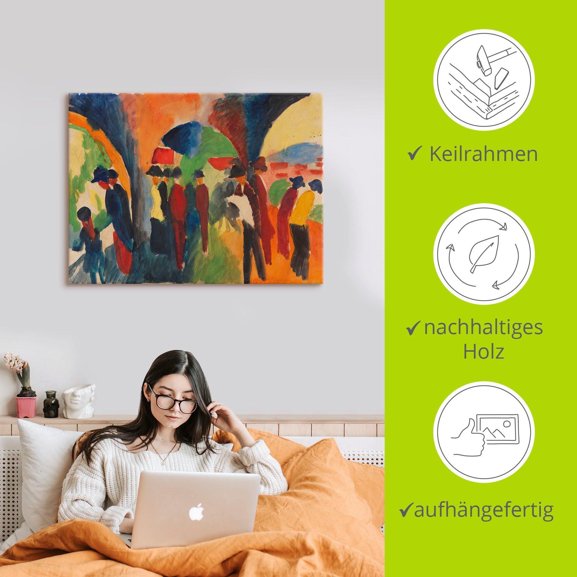 Artland Artprint op linnen Onder de arcades van Thun