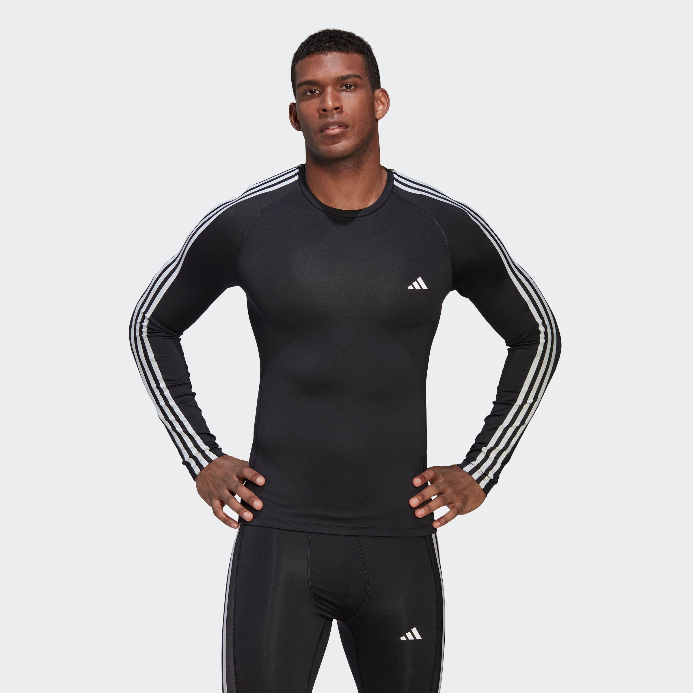 adidas Performance Functioneel shirt TechFIT 3-strepen training longsleeve heren fitness maat XXXL zwart