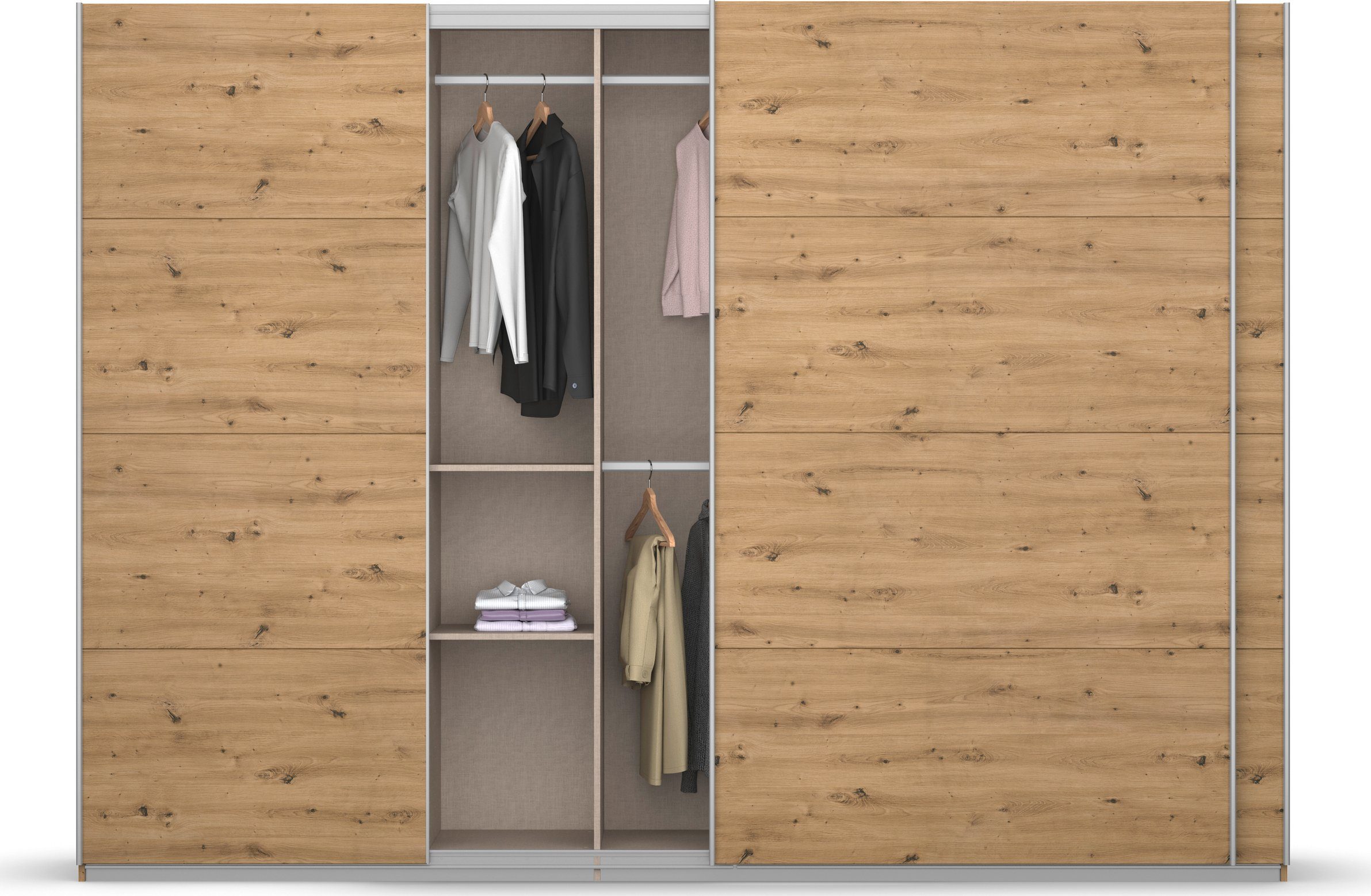 rauch Zweefdeurkast Kledingkast kast garderobe KOLUNA met decor-front inclusief 2 binnenladen en extra legplanken made in germany