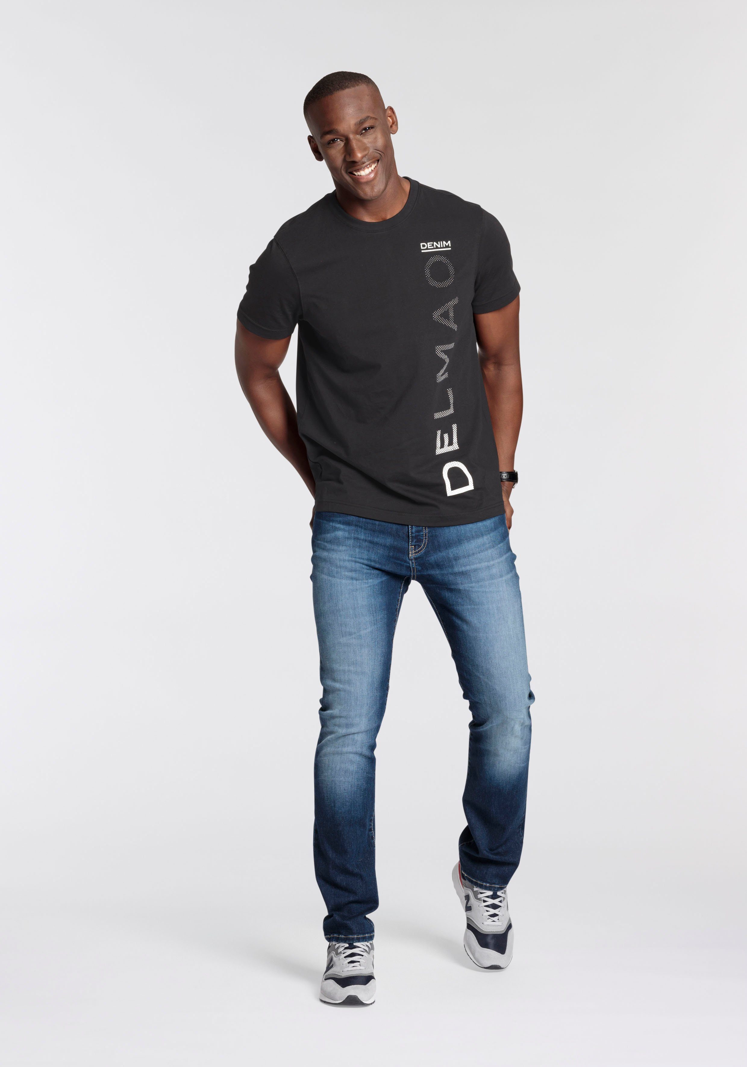 DELMAO T-shirt Korte mouwen, casual print, ronde hals, van katoen