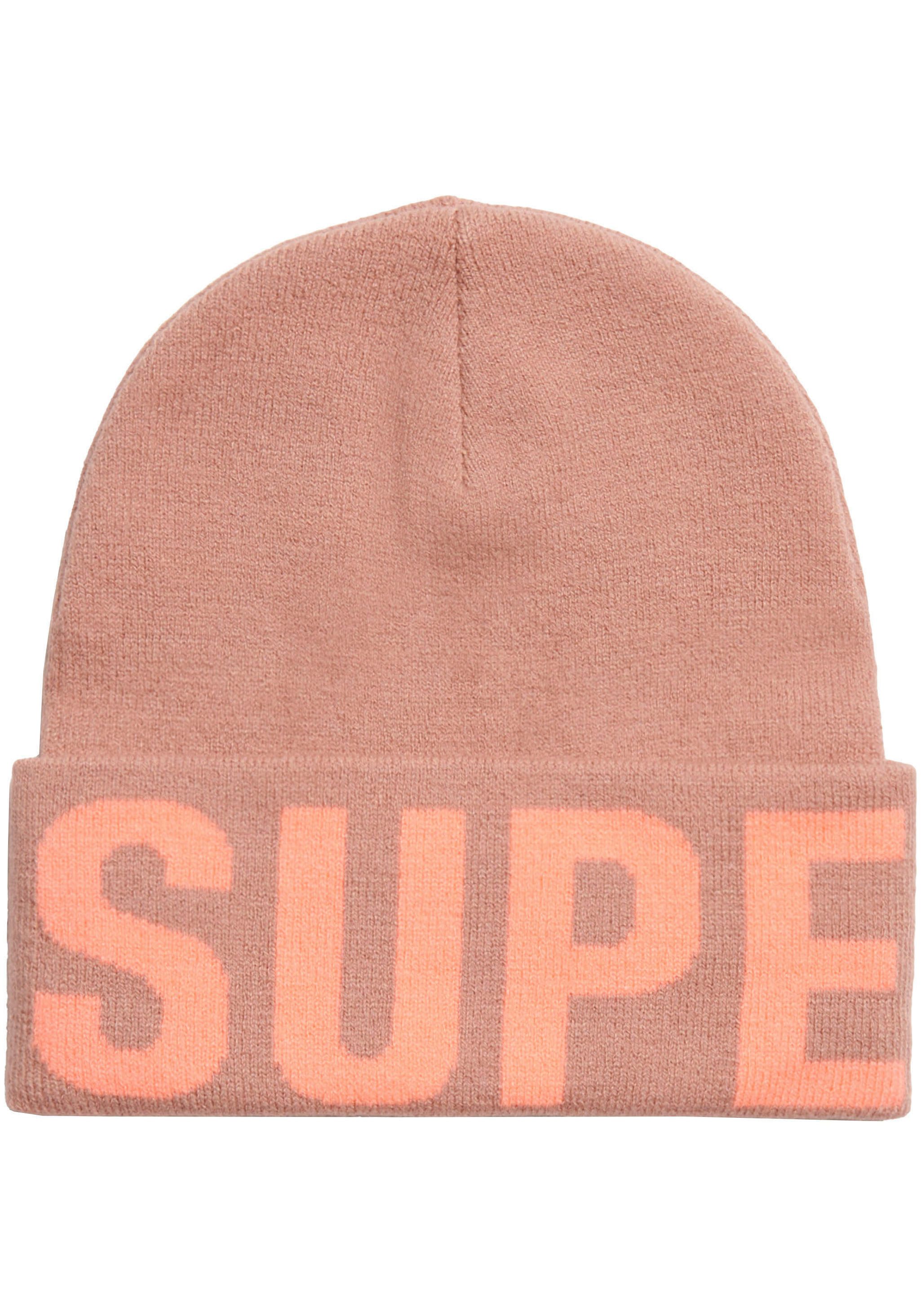 Superdry Beanie BRANDED KNITTED BEANIE HAT dames mutsen roze