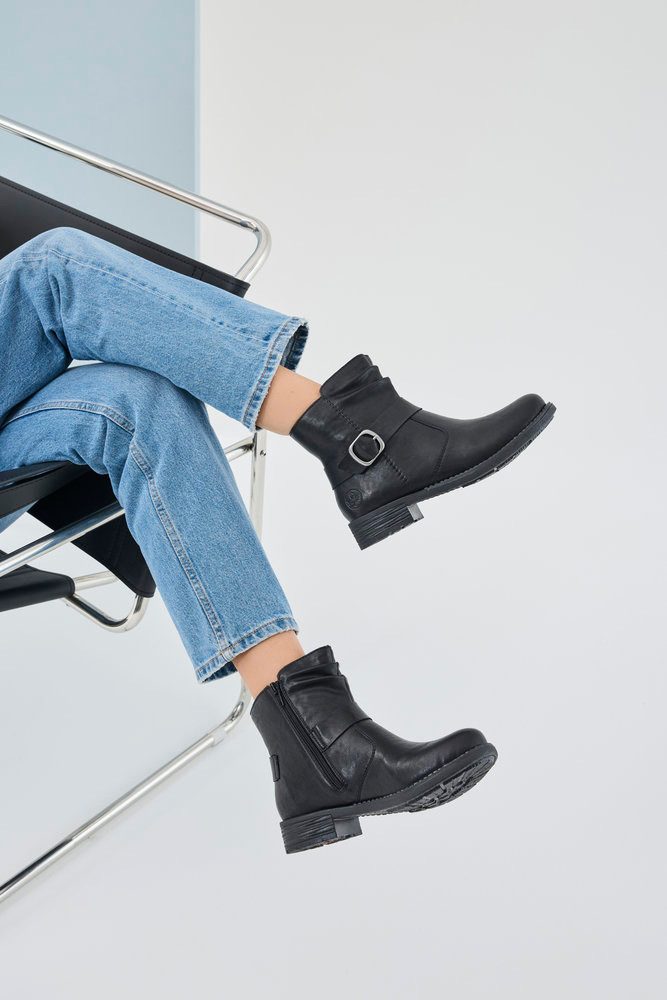 Rieker Laarsjes Boots, blokhak, met ritssluiting aan de binnenkant