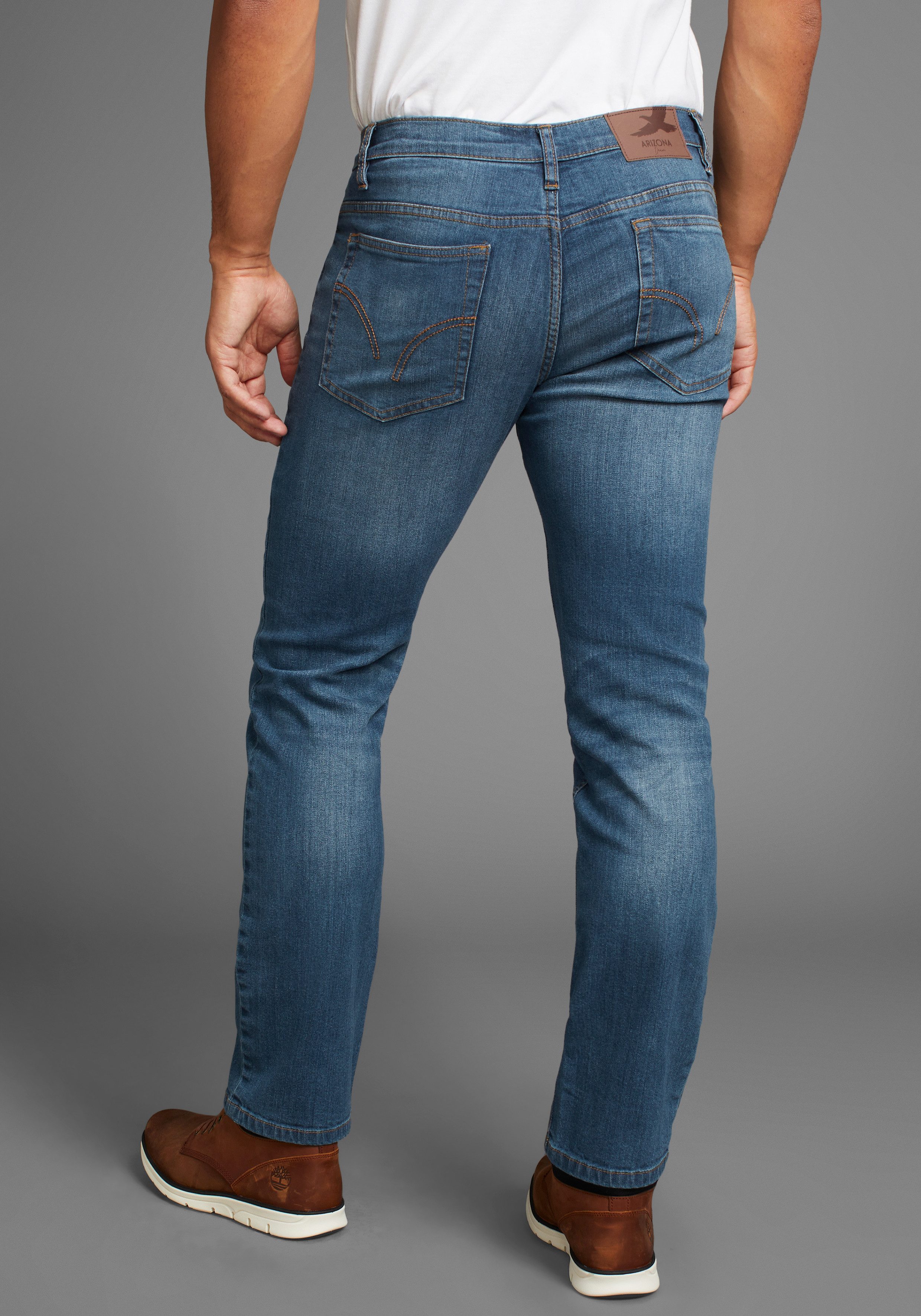 Arizona Stretch jeans rechte pijp lage taillehoogte met riemlussen
