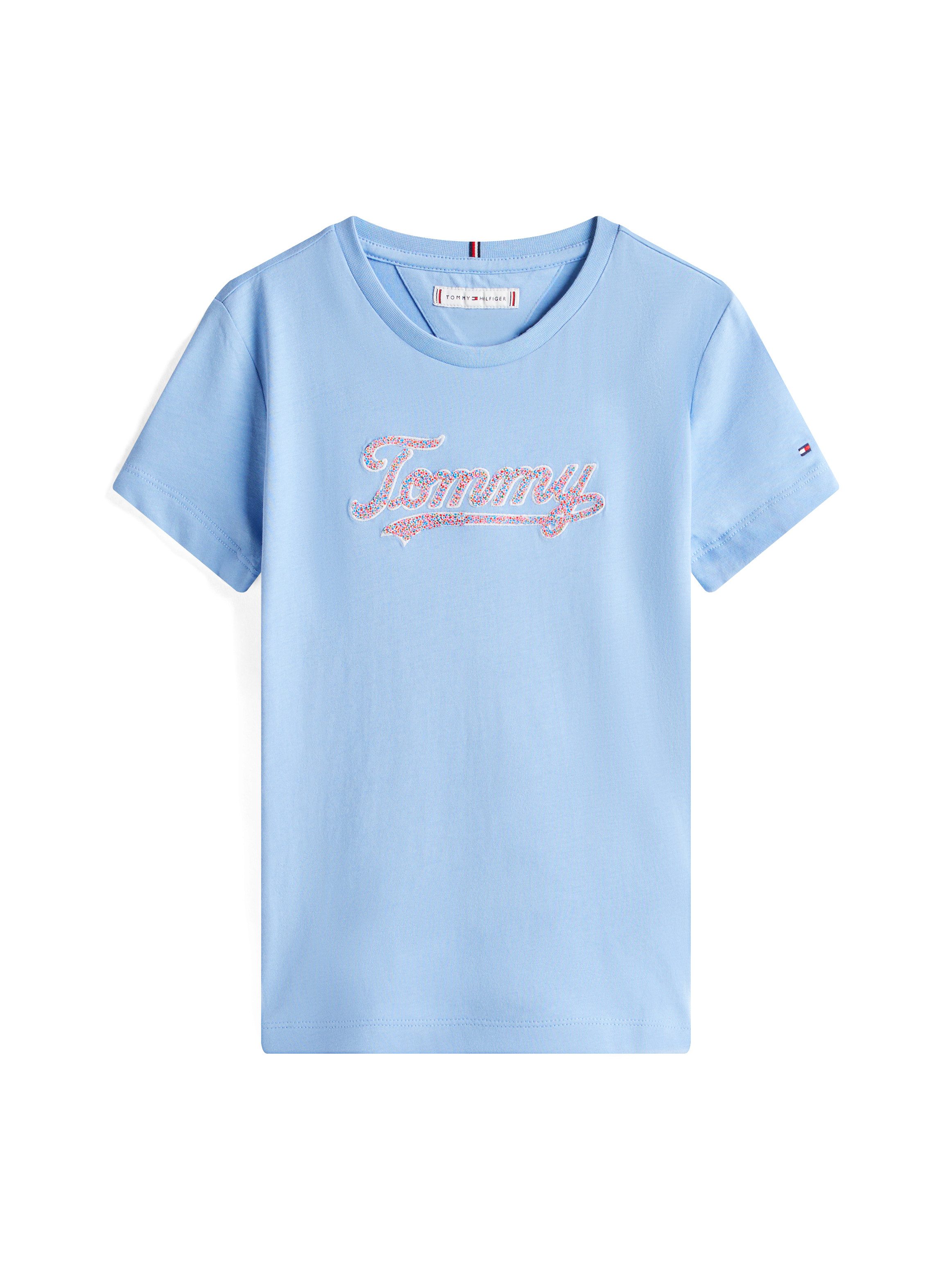 Tommy Hilfiger T-shirt TOMMY SCRIPT SEQUINS TEE SS voor kinderen tot 16 jaar, met pailletten