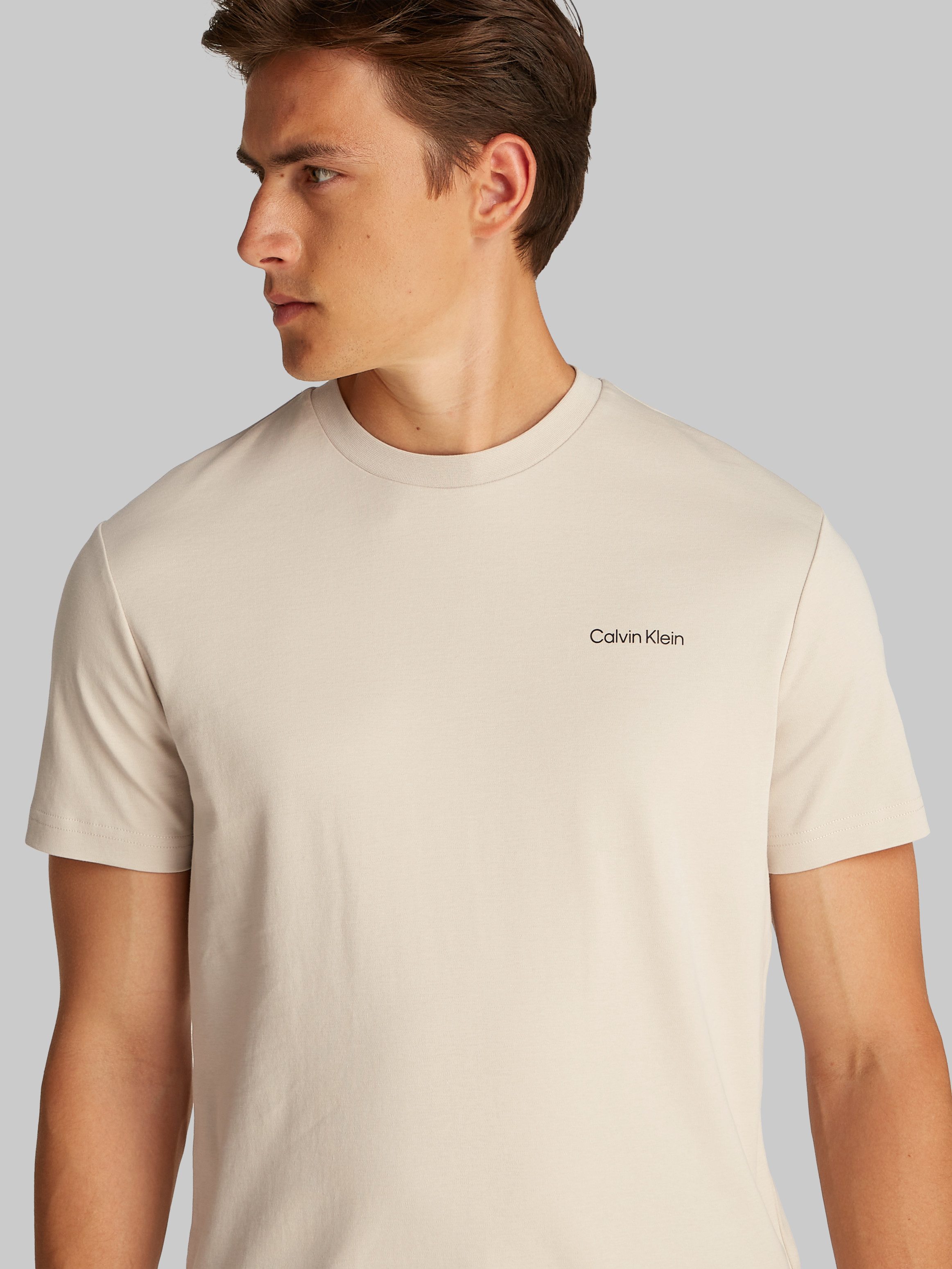 Calvin Klein T-shirt Micro Logo van dikke winterjersey met logoprint
