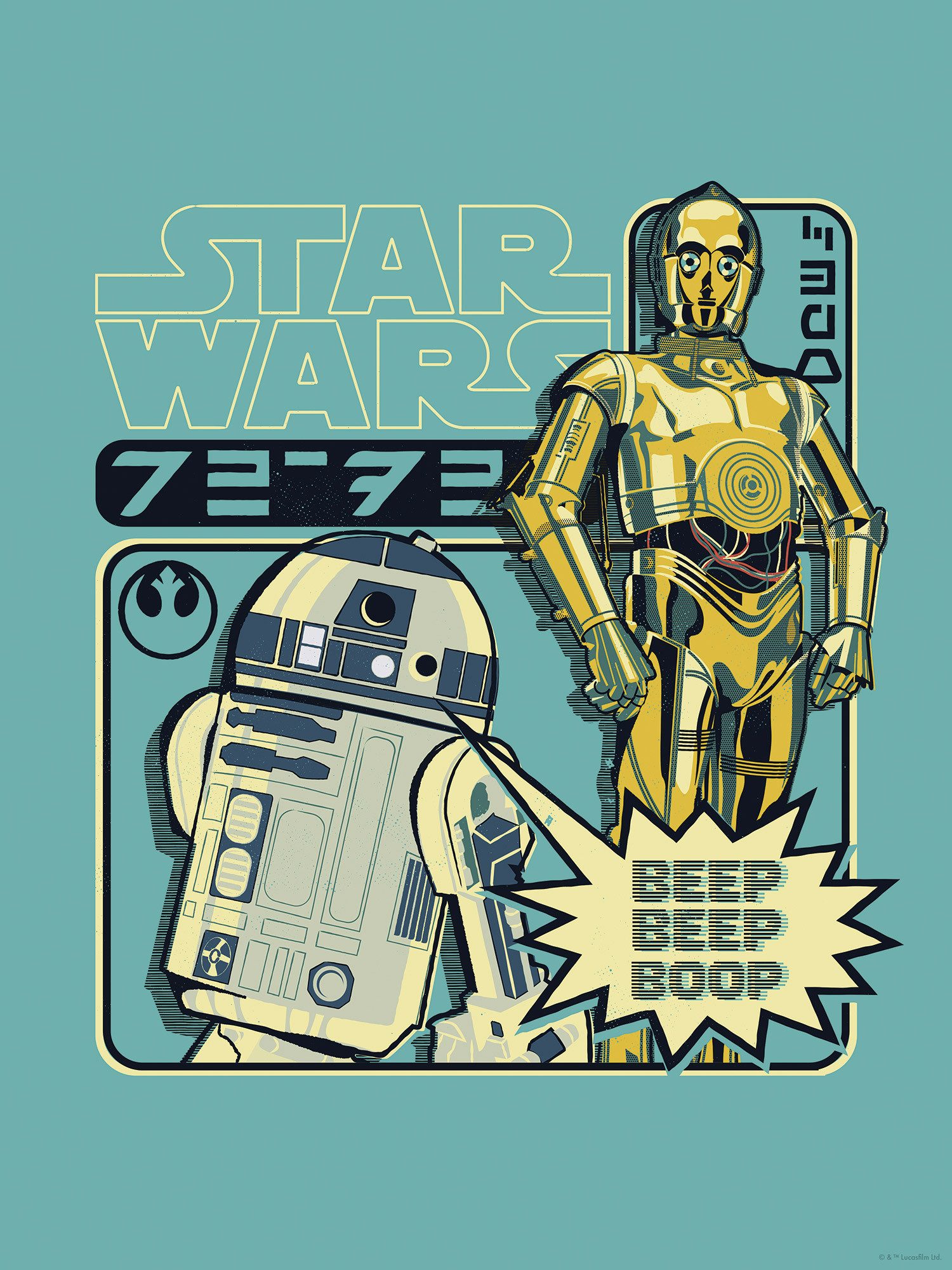 Komar Artprint Star Wars Beep Boop 300 x 280 cm (breedte x hoogte) - behang, vlies, woonkamer, slaapkamer (1 stuk)