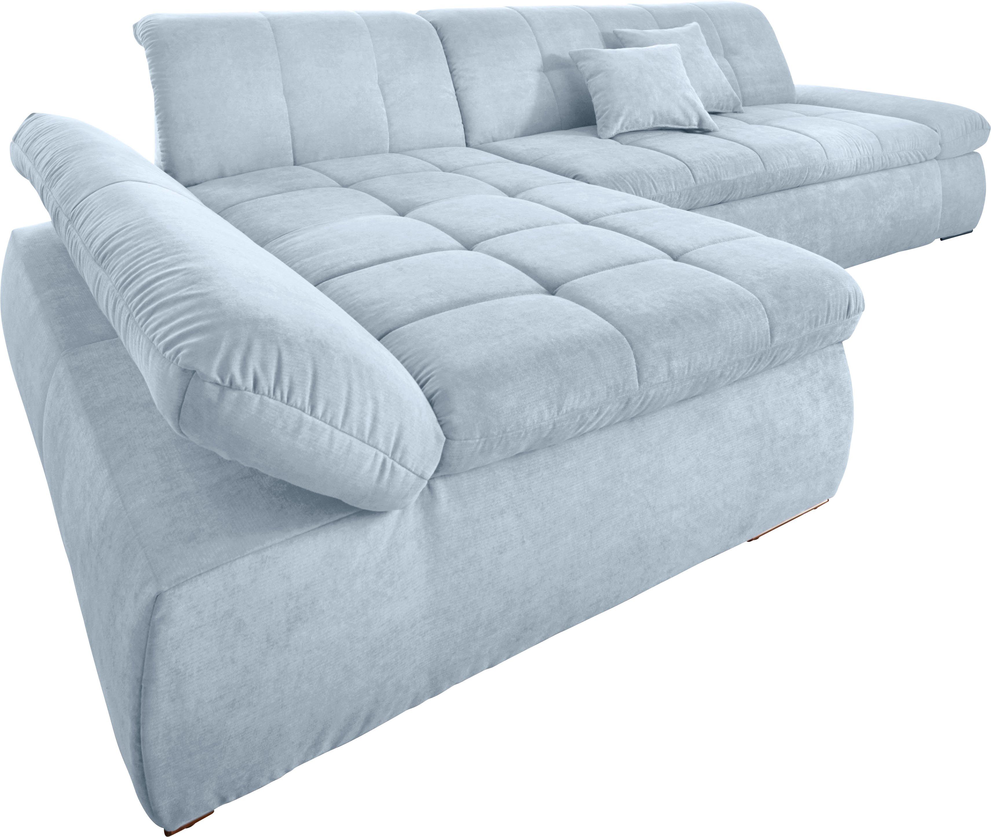DOMO collection Hoekbank NMoric XXL, B/D/H: 300/172/80cm, L-vorm naar keuze met slaapfunctie en verstelbare armleuning