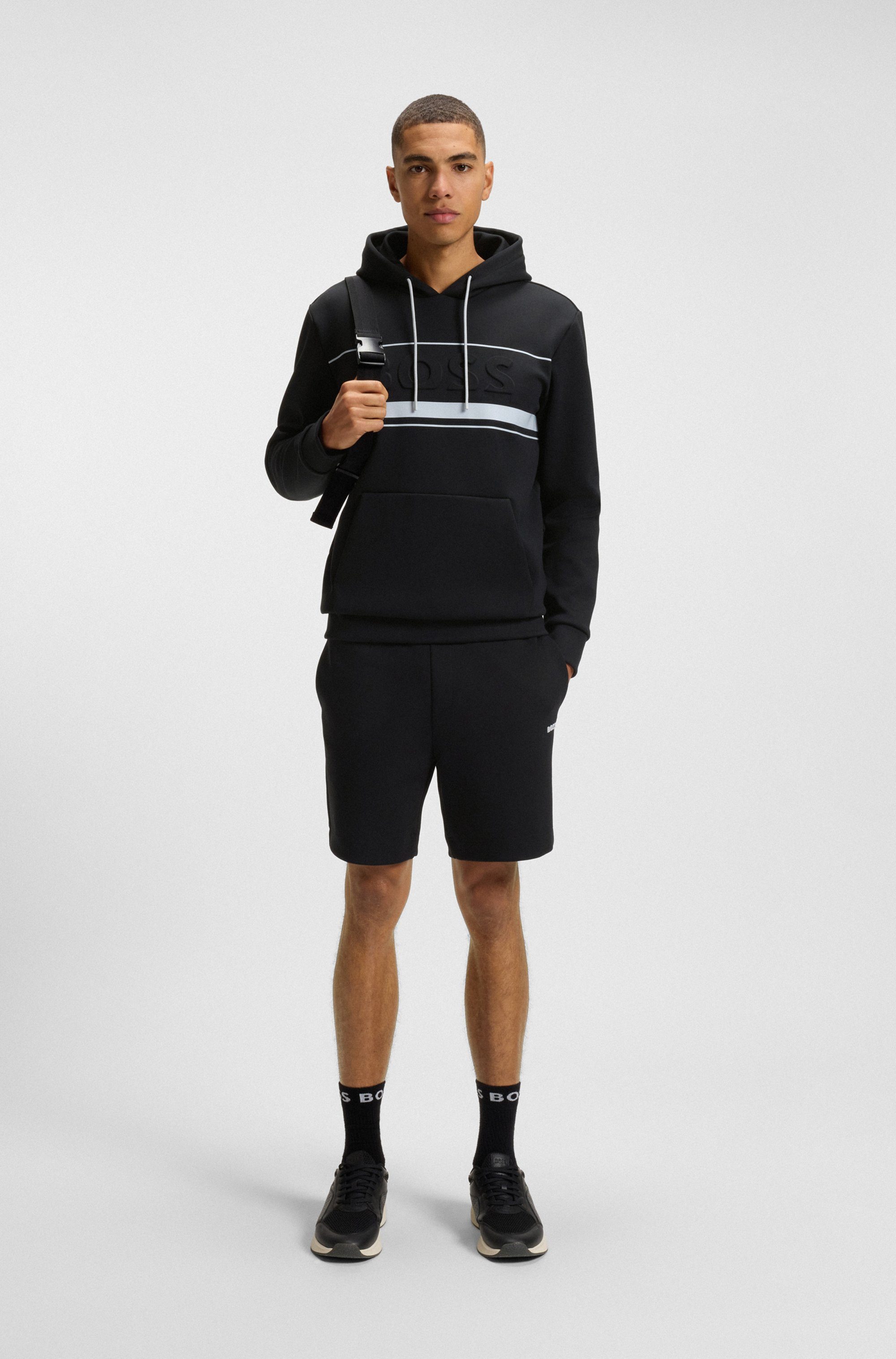 BOSS GREEN Sweatshort Shorts Zone met gestreepte details