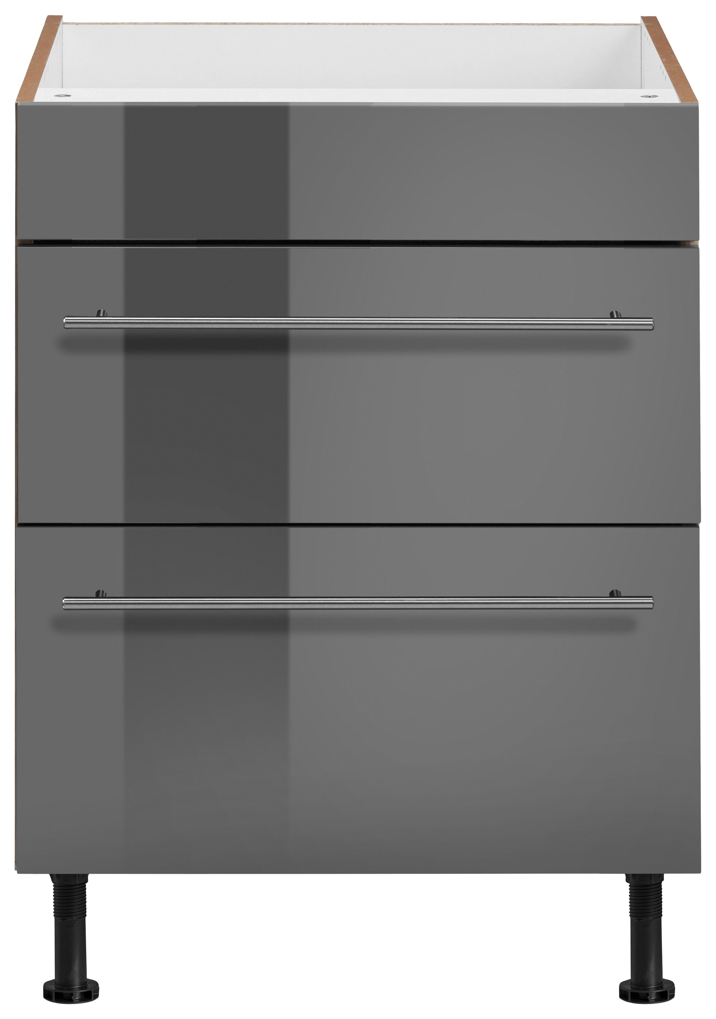OPTIFIT Ombouwkast voor fornuis Bern 60 cm breed, met 2 laden, met in hoogte verstelbare poten