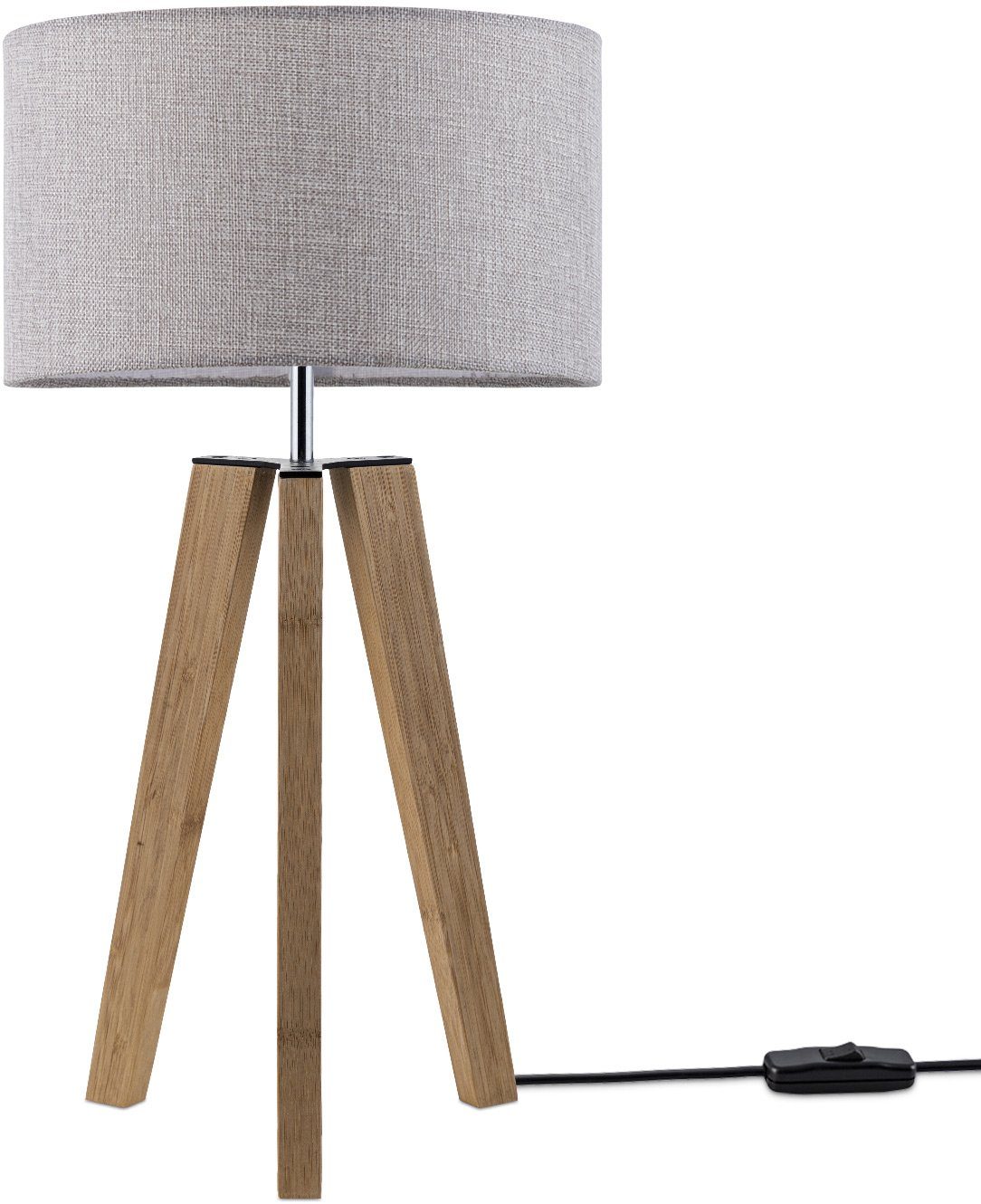 Paco Home Tafellamp Canvas uni Color Vloerlamp vintage voet LED lamp woonkamer Scandinavisch ontwerp E27 tafellampen beige