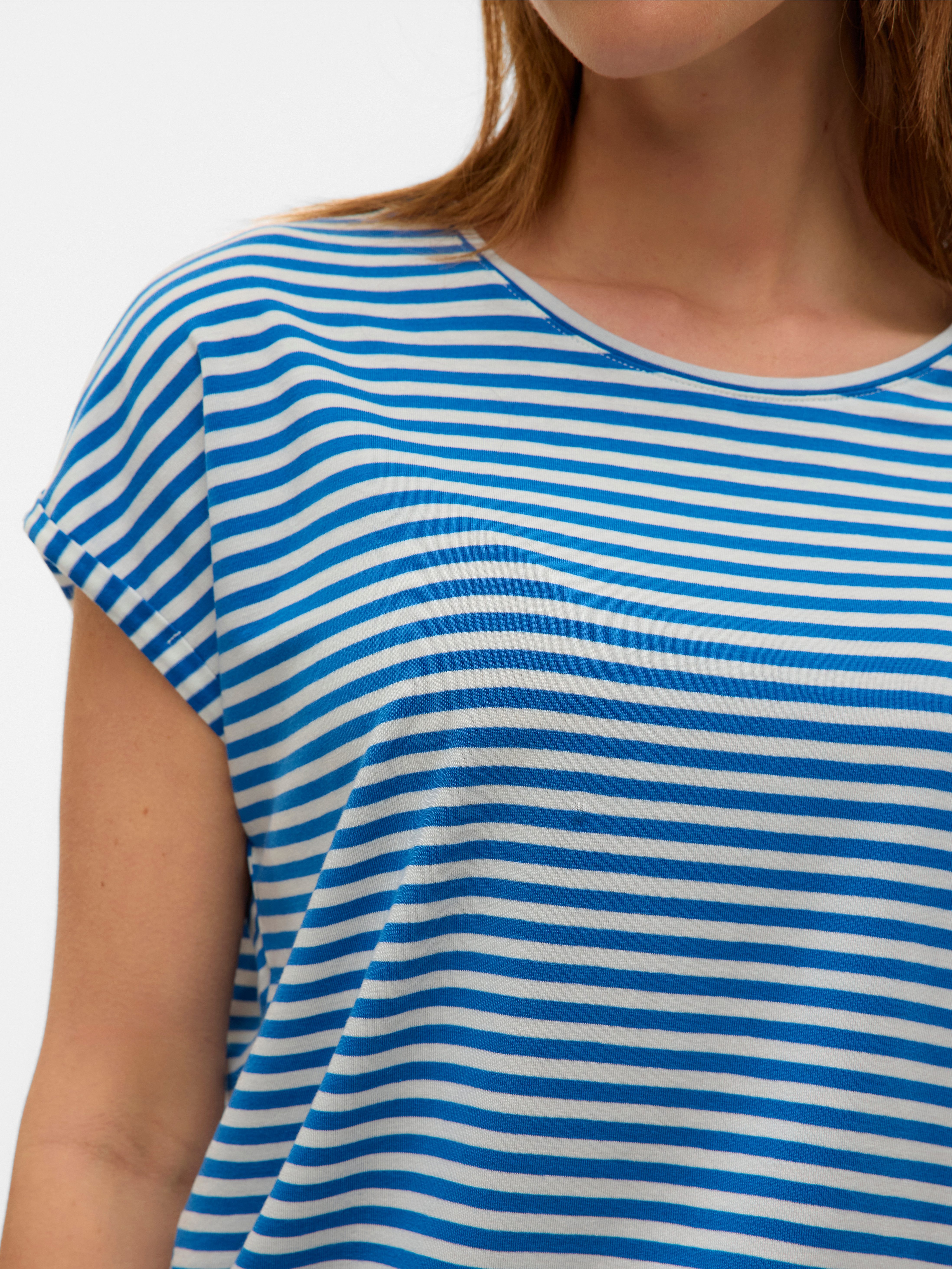 Vero Moda Shirt met ronde hals VMAVA PLAIN SS TOP STRIPE GA JRS NOOS