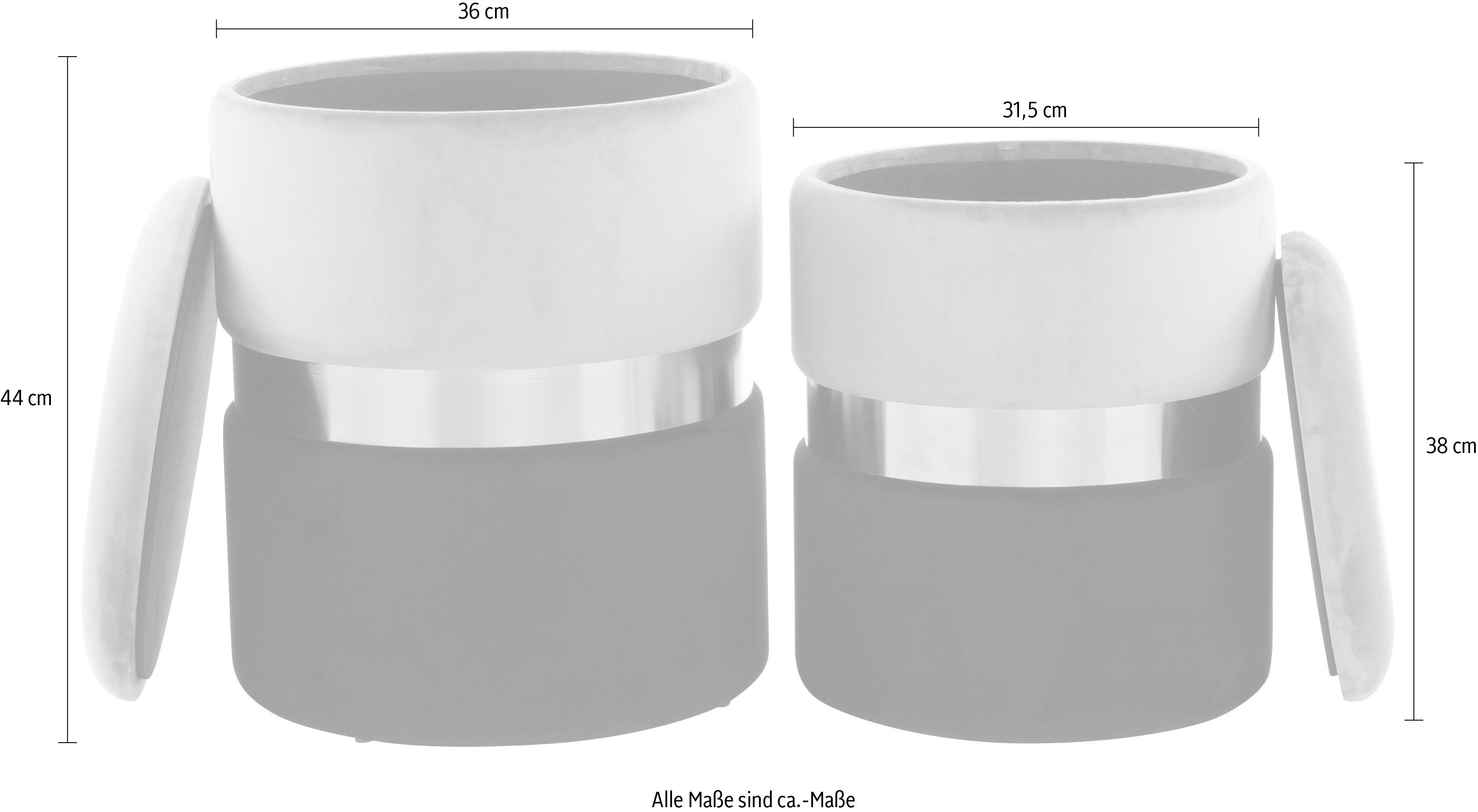 Kayoom Hocker met bergruimte Kruk Zora 125 2-delige set, fluweelzachte stof bekleding, ronde elegante vorm (set, 2 stuks)