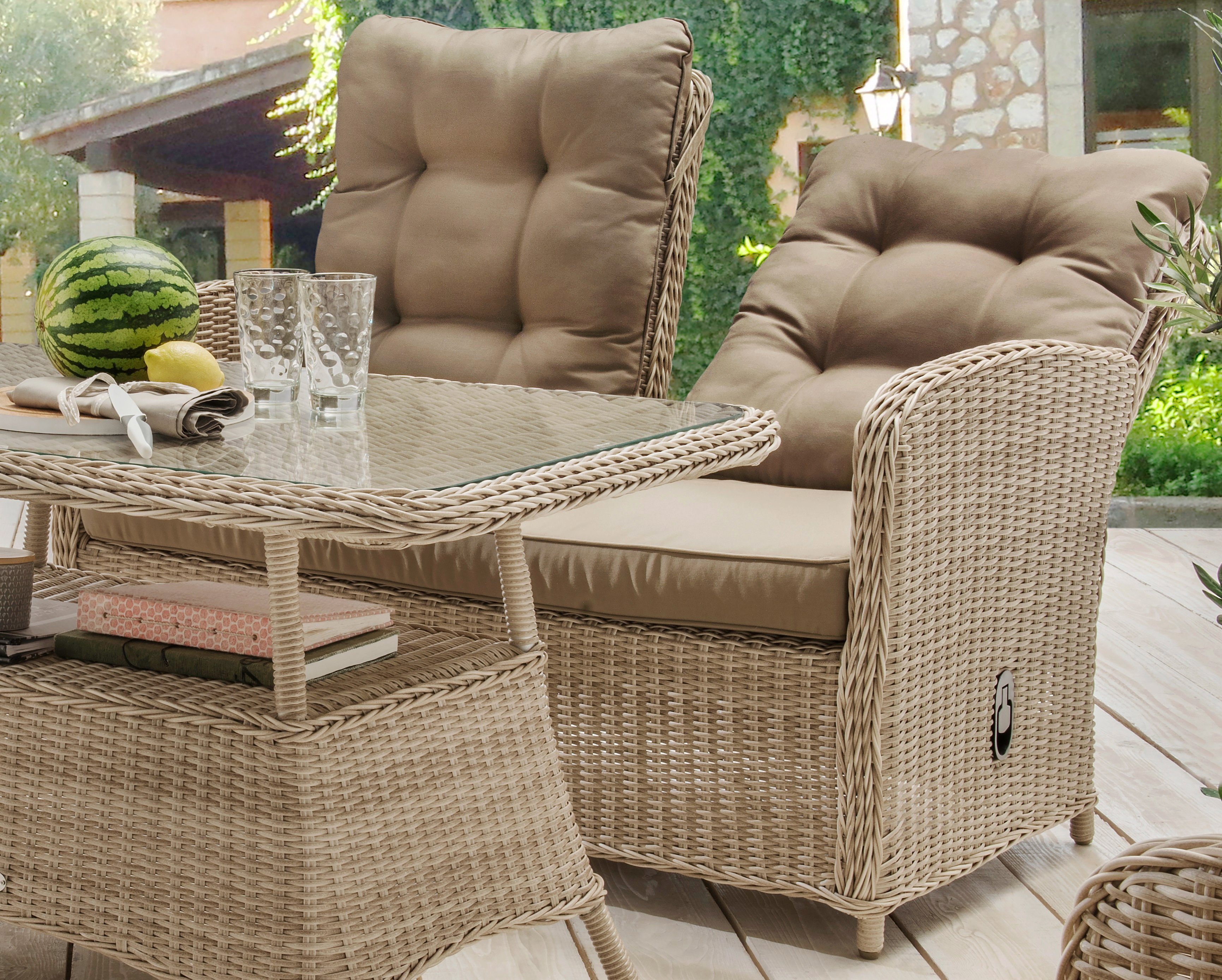 Destiny Loungebank MERANO II Aluminium, polyrattan, 2-zits bank, incl. kussens