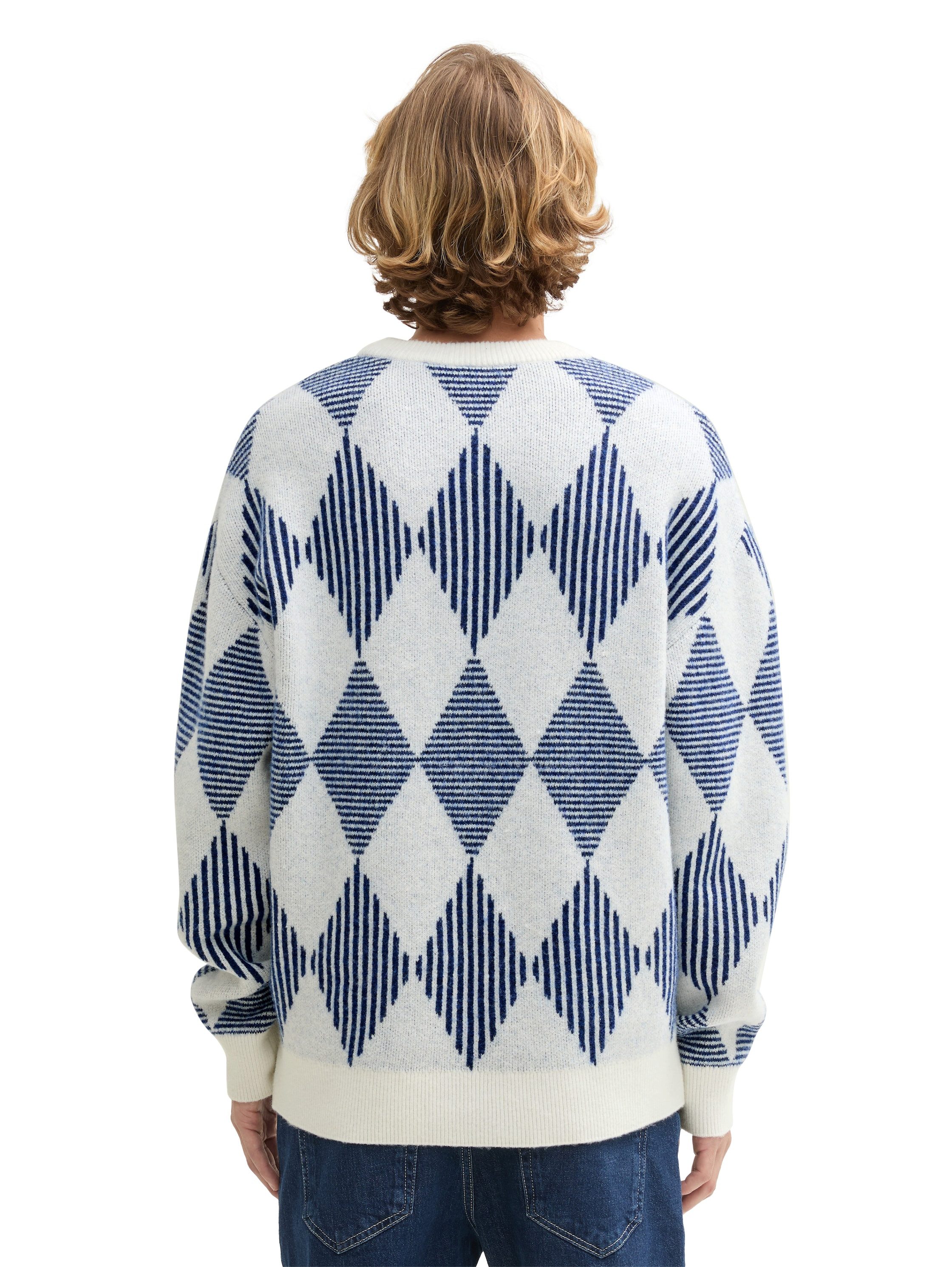 Tom Tailor Denim Trui met ronde hals met argyle patroon