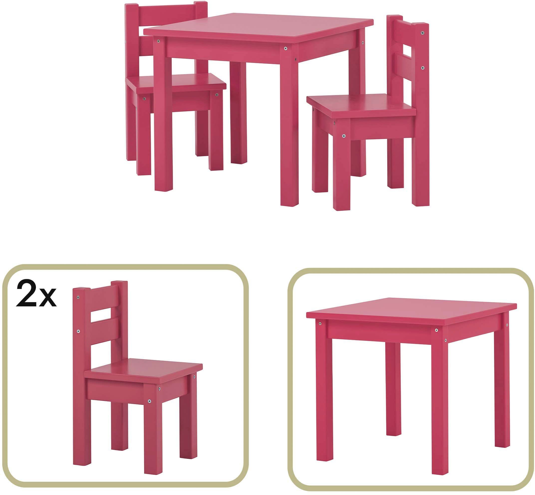 Hoppekids Kinderzithoek MADS kinderzithoek in vele kleuren, met twee stoelen (set, 3-delig)