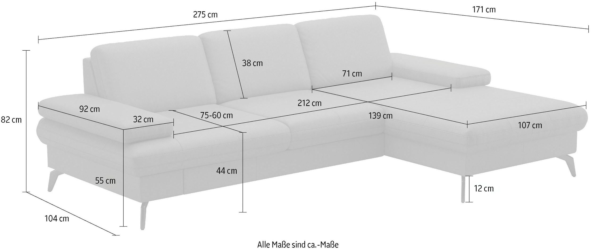 sit&more Hoekbank Morris L-vorm, incl. zitdiepteverstelling keuze uit armleuningverstelling, bedfunctie & bedlade