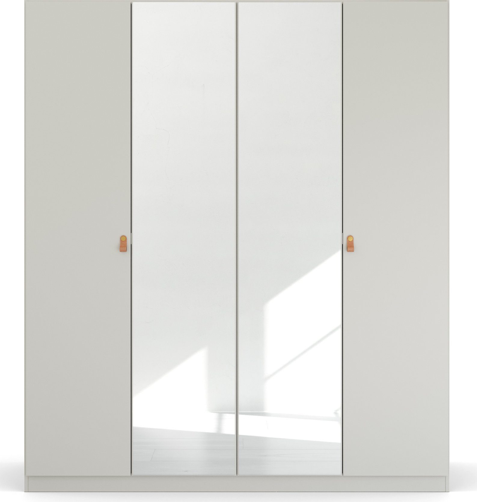 rauch Draaideurkast Homey by Quadra Spin met greeplussen van zacht, cognacbruin leer, met spiegel