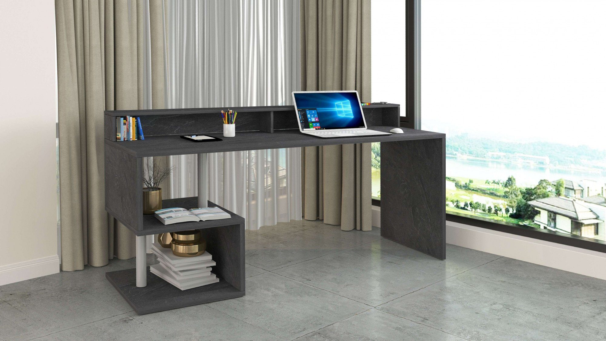 INOSIGN Bureau Essence, modern ontwerp in verschillende breedtes, met en zonder monitorsteun, gemaakt in italië