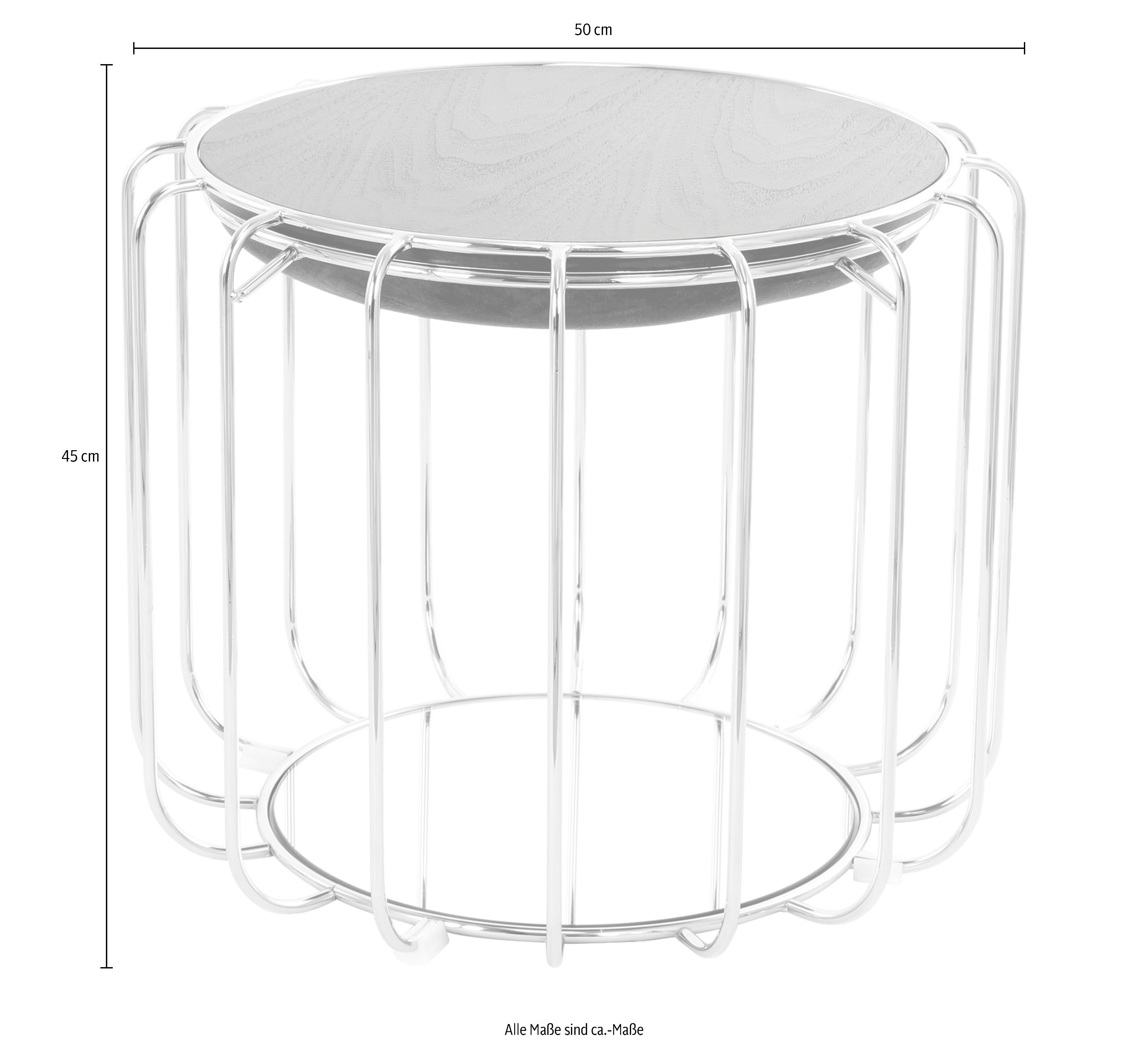 Kayoom Bijzettafel Pouf Comfortable 110, afneembare en omkeerbare bovenkant praktisch om te bouwen tot tafel of voetenbank/poef, met spiegelglas (1 stuk)