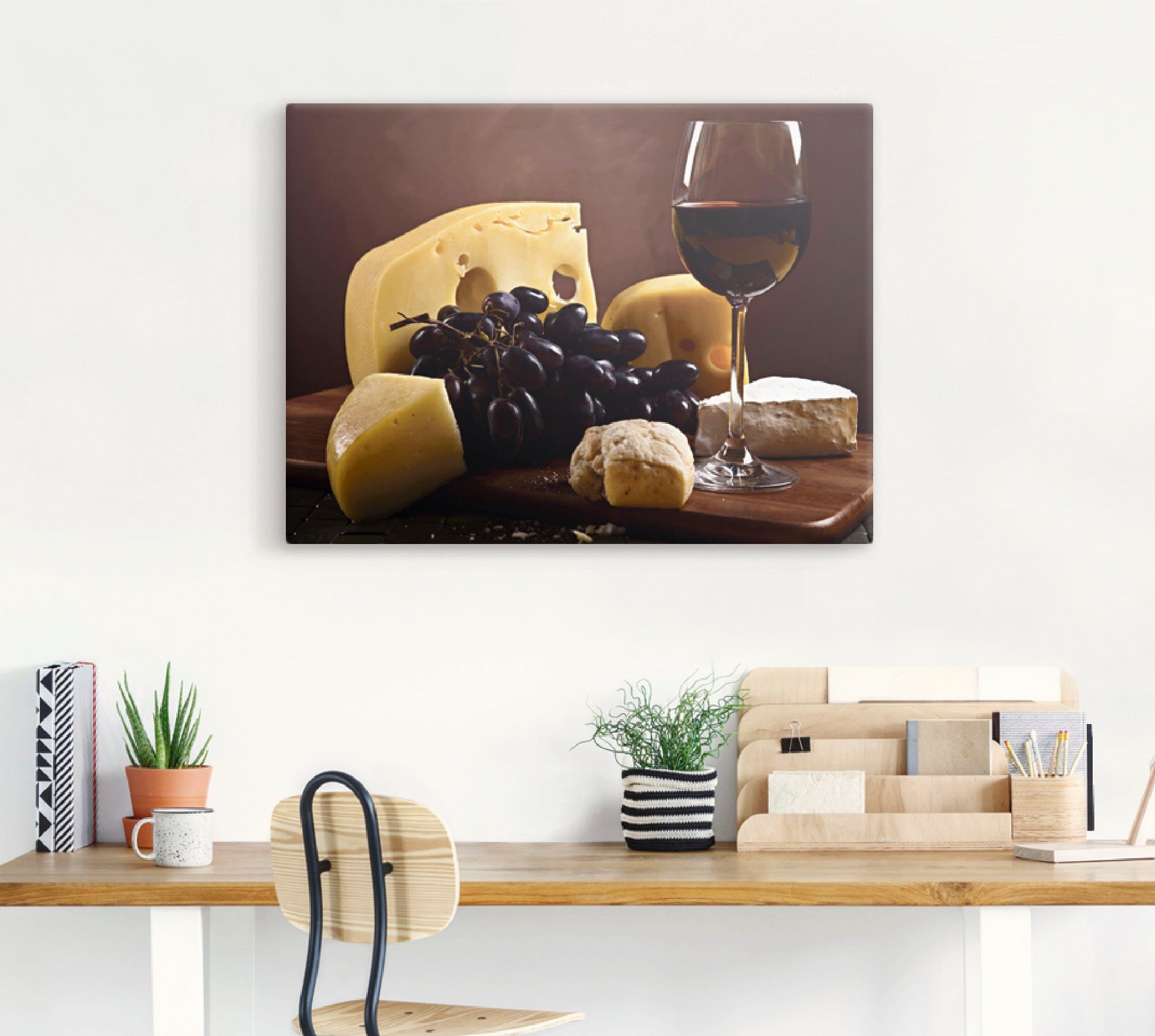 Artland Artprint op linnen Kaas stilleven gespannen op een spieraam