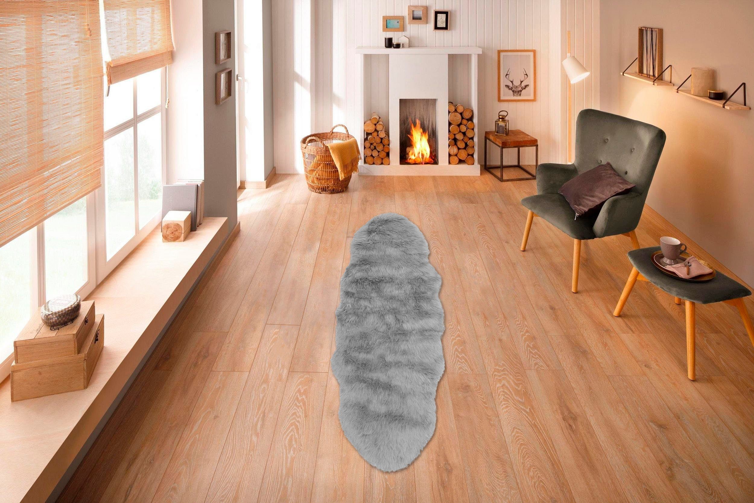 my home Hoogpolig vloerkleed Valeria schapenvacht tapijt knuffelig Imitatiebont, vachtmodel, zachte vloerkleden, slaapkamer, woonkamer
