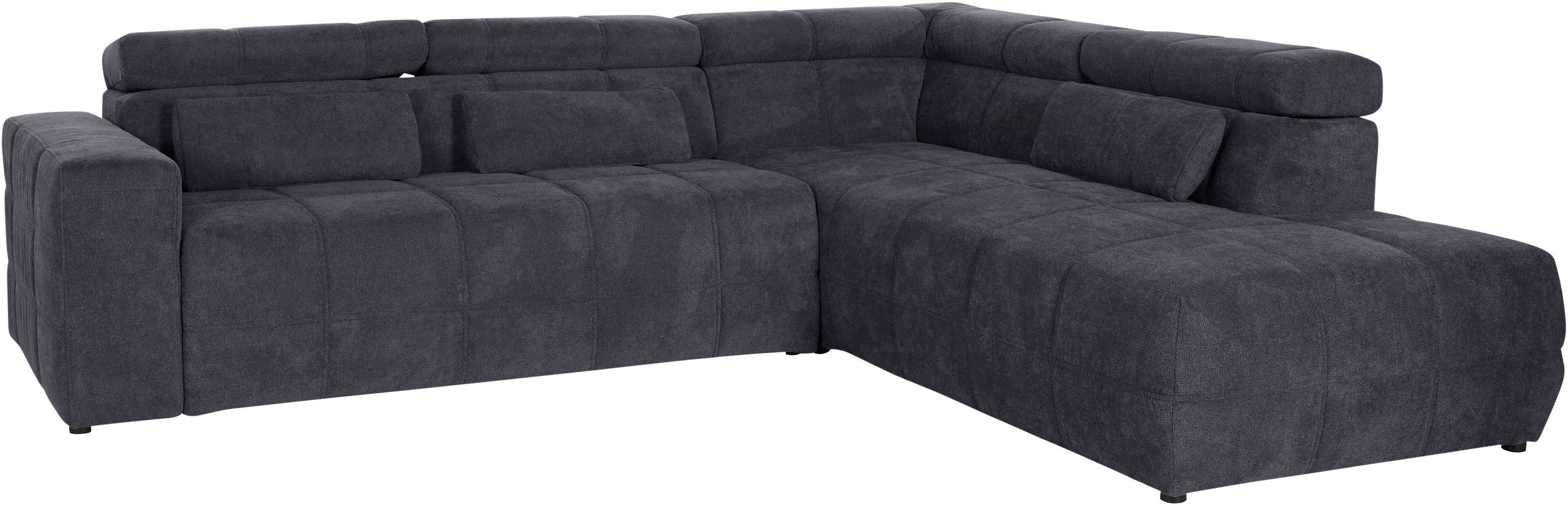 DOMO collection Hoekbank Brandon L-vorm, ook in leer met verstelbare hoofdsteun, naar keuze met verstelbare zitdiepte