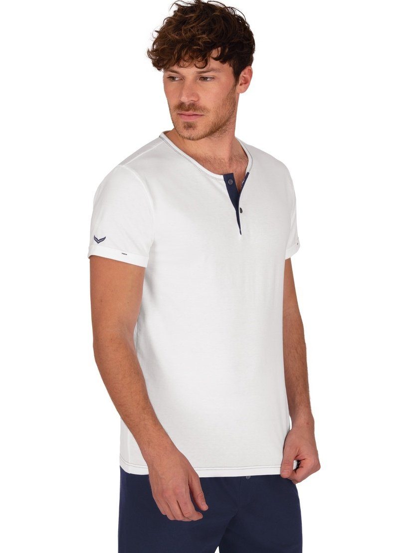 Trigema T-shirt TRIGEMA T-Shirt van biokatoen met knoopsluiting (1-delig) heren t-shirts maat XL wit