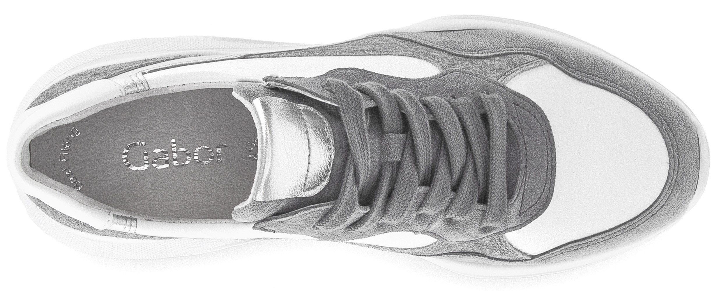 Gabor Sneakers met sleehak , vrijetijdsschoen, lage schoen, veterschoen in modieuze materiaalmix