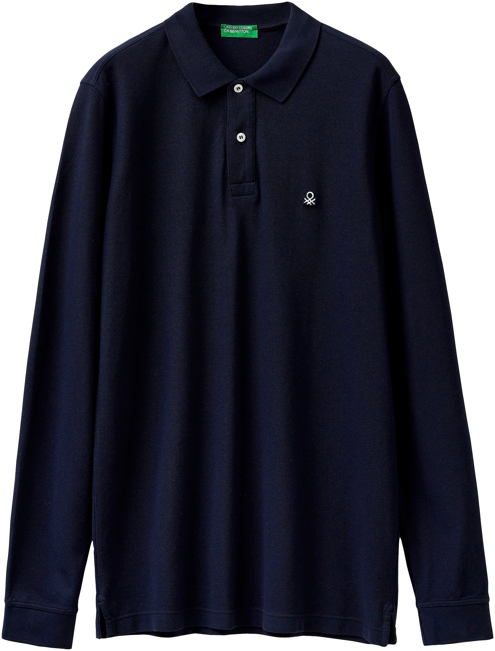 United Colors of Benetton Poloshirt met lange mouwen met splitjes opzij