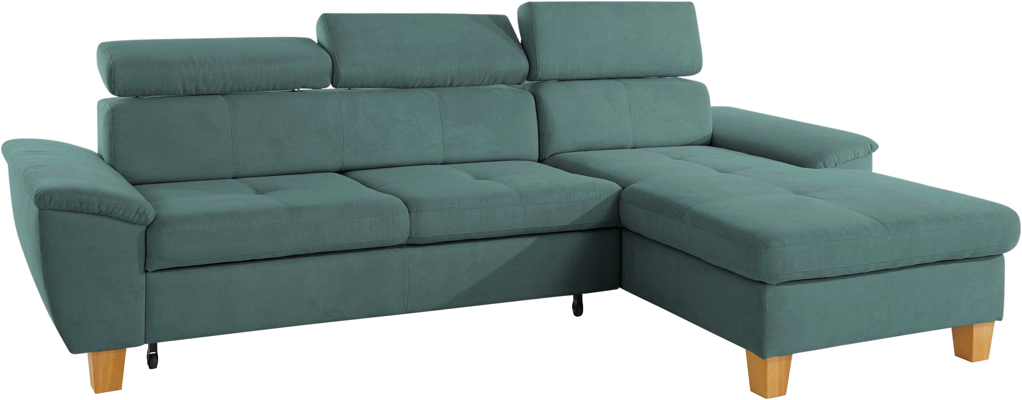 exxpo - sofa fashion Hoekbank Enya, uitgebreide afwerking, hoog zitcomfort, comfortabel, L-vorm inclusief verstelbare hoofdsteun, naar keuze met slaapfunctie en bedkist