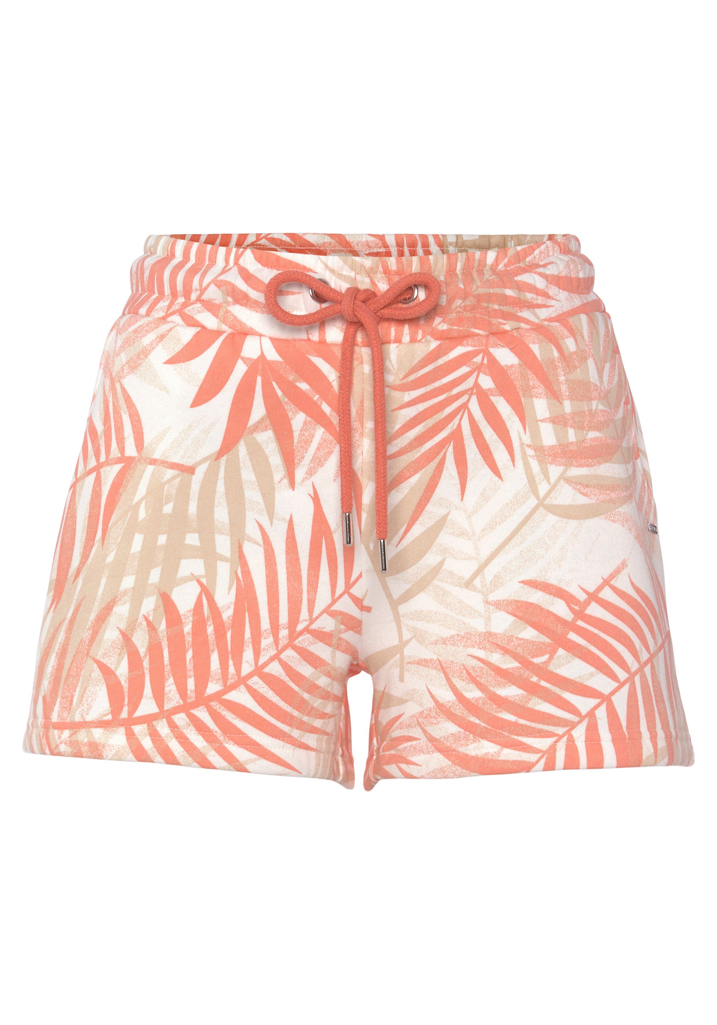 Lascana Sweatshort -lounge shorts Loungebroek met mooie allover-bladerenprint, loungewear (1-delig)