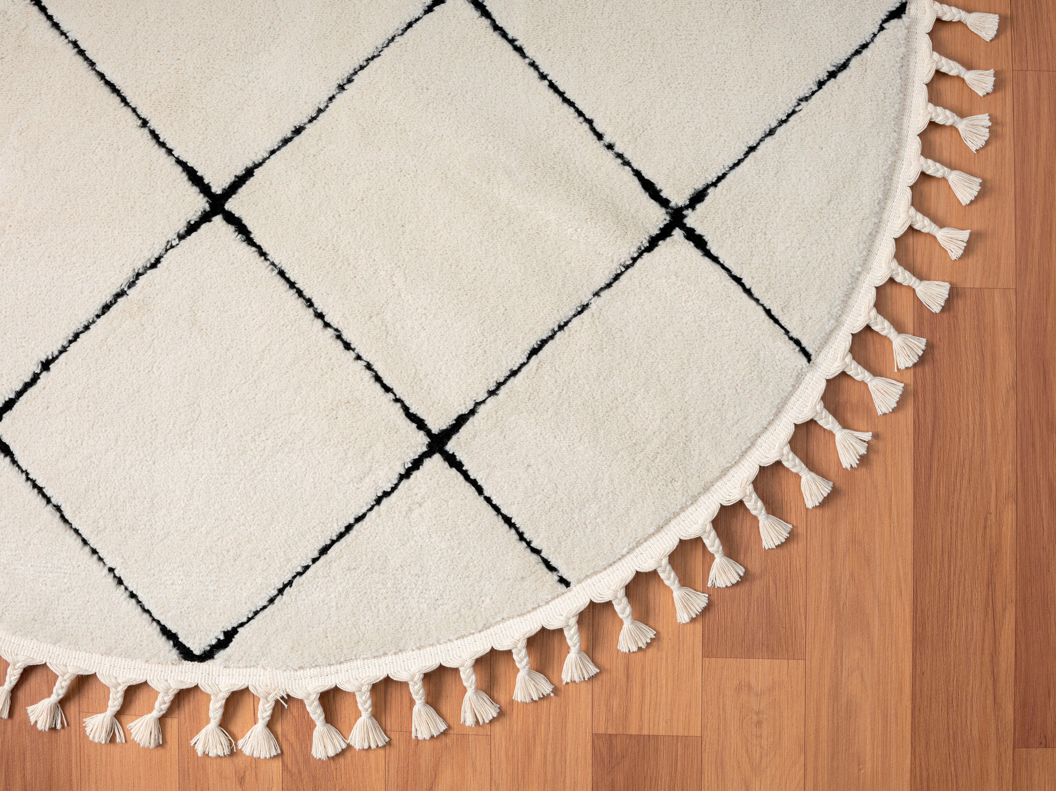 Myflair Möbel & Accessoires Hoogpolig vloerkleed Moroccan Square modern, marokkaans ontwerp, ruitenpatroon, zacht, met franjes
