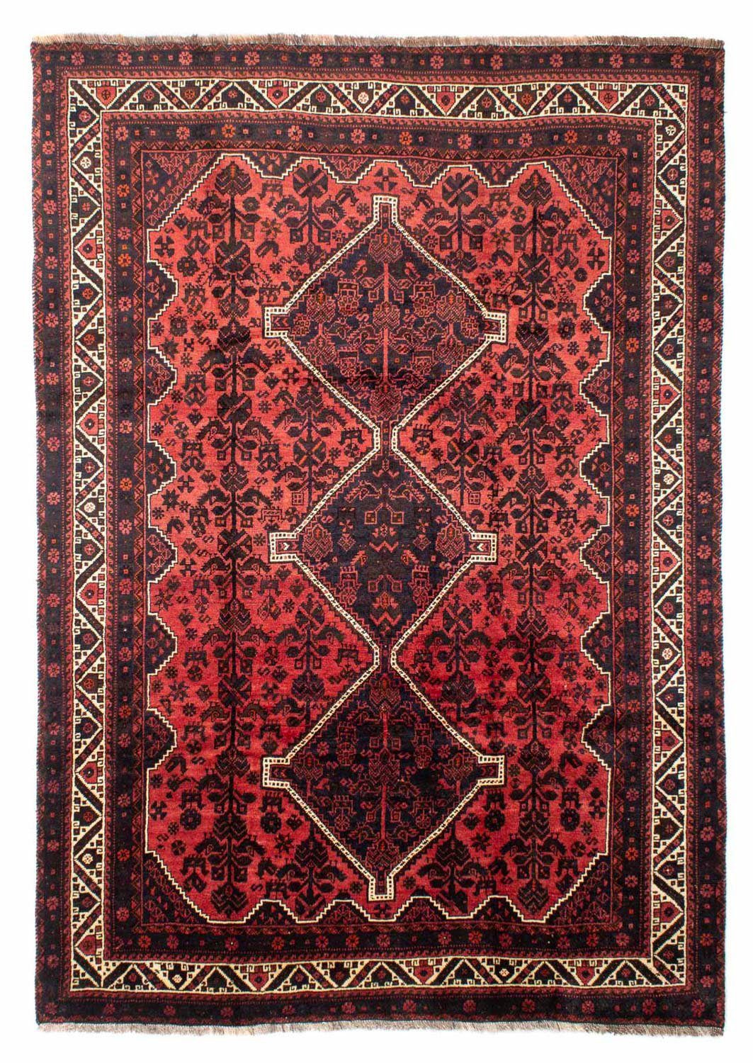 morgenland Wollen kleed Shiraz medaillon rosso 300 x 207 cm Uniek exemplaar met certificaat