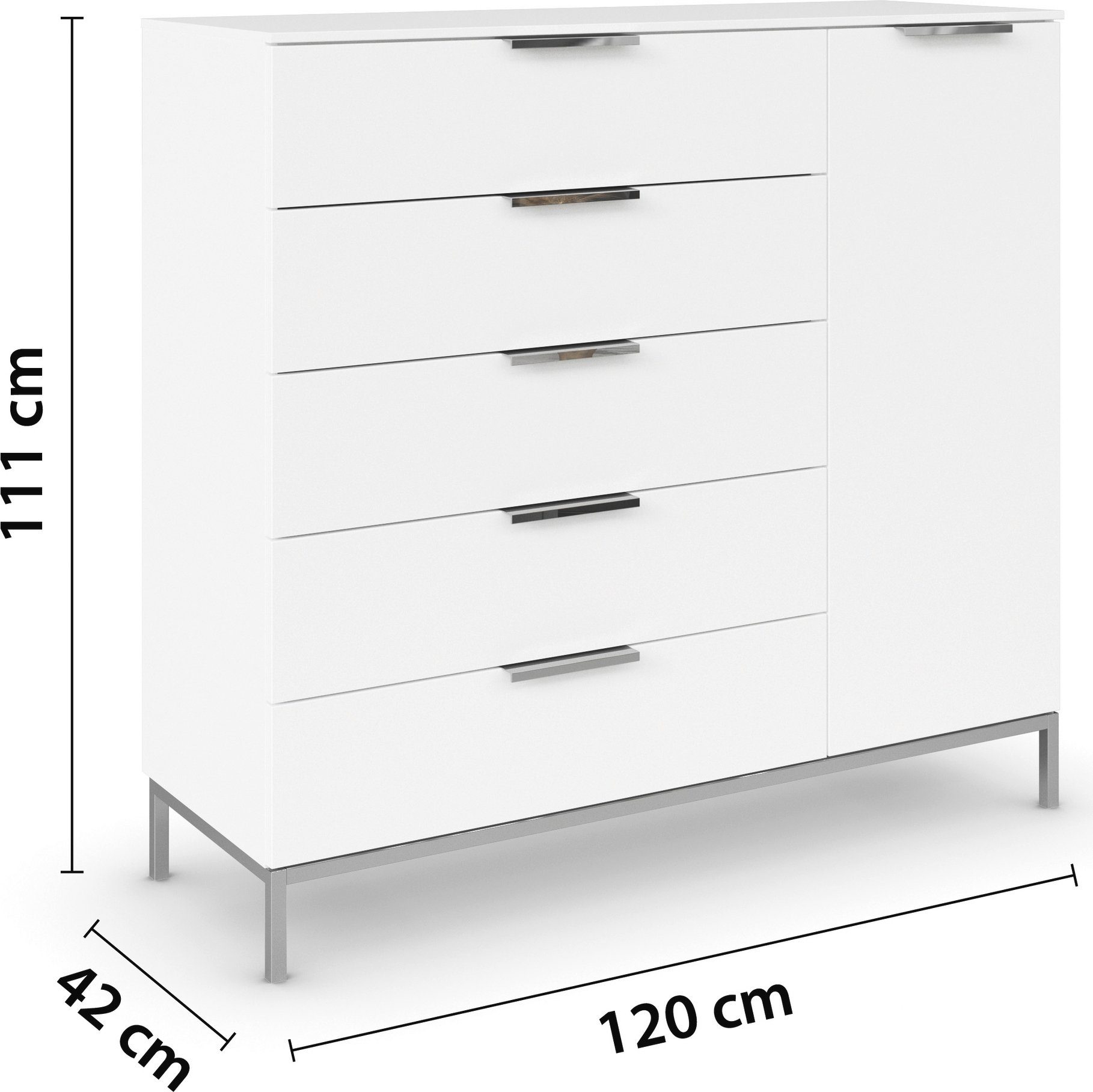 rauch Kast met laden en deuren Flipp 1 deurs met 5 laden en soft-close functie