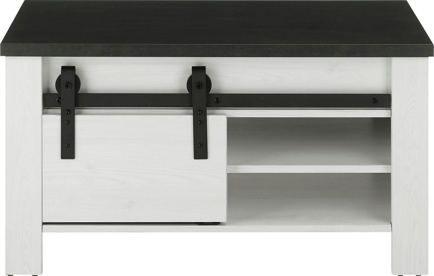 Home affaire Salontafel Sherwood moderne houtdecor, met schuurdeurbeslag van metaal, breedte 93 cm