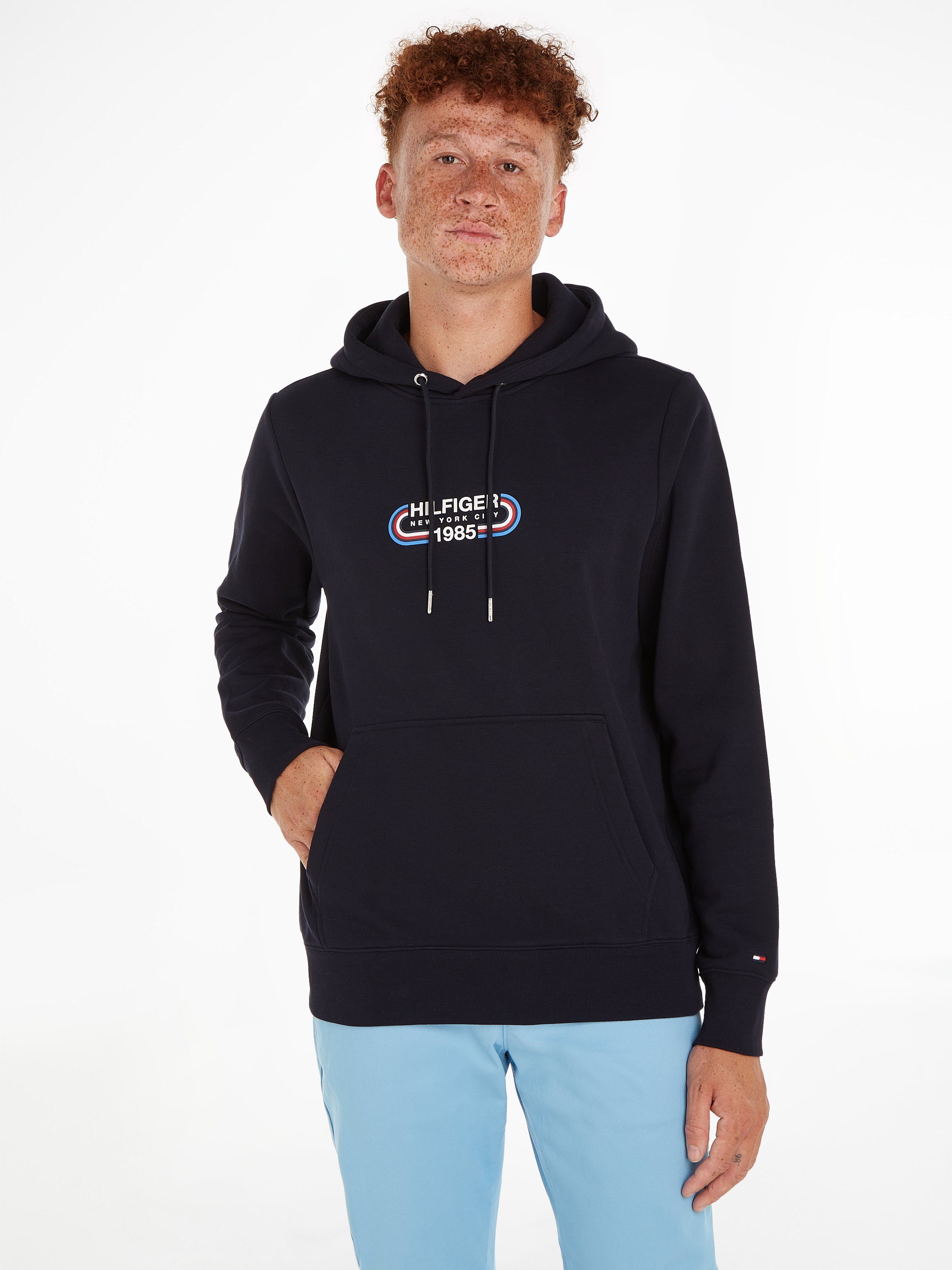 Tommy Hilfiger Hoodie HILFIGER TRACK GRAPHIC HOODY heren sweaters maat XXXL blauw